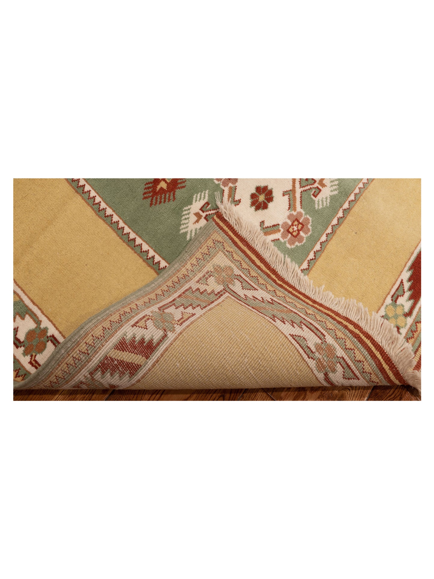 Milas 146235 Green Gold 4x6.10 Hand Knotted Rug