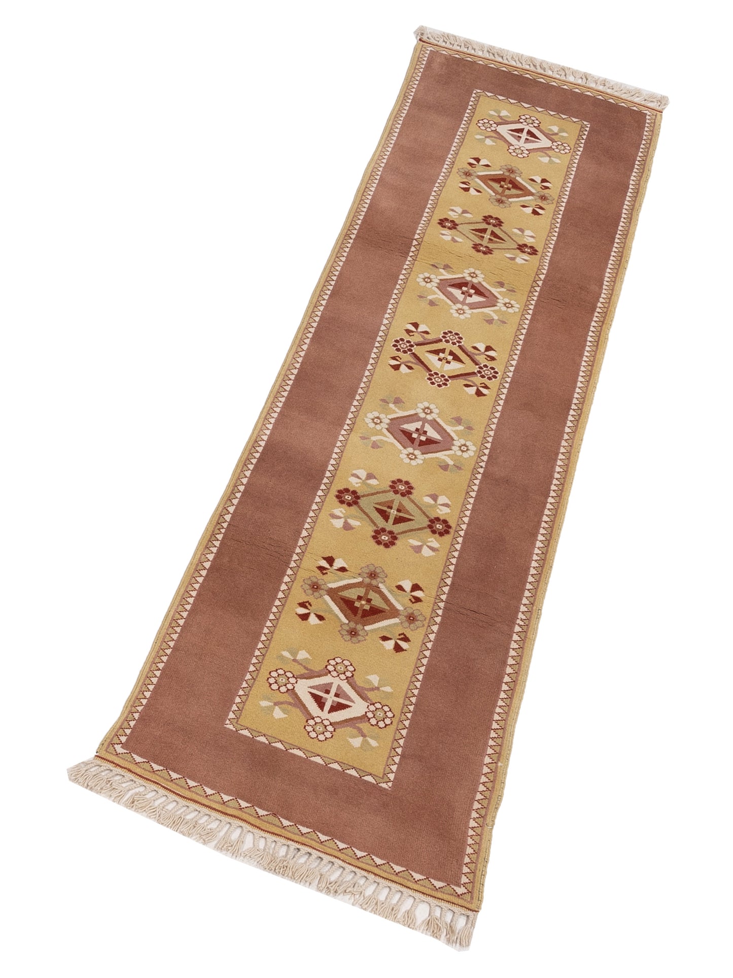 Milas 146236 Gold Brown 2.9x9.10 Hand Knotted Rug