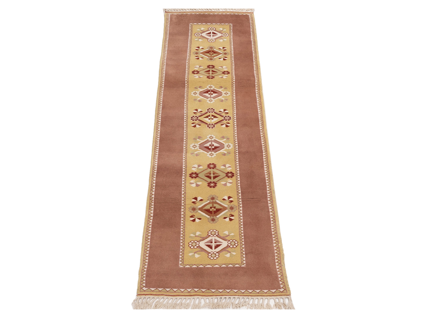 Milas 146236 Gold Brown 2.9x9.10 Hand Knotted Rug