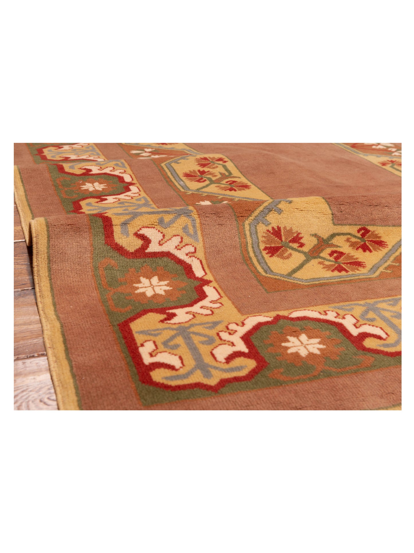 Milas 146237 Brown Green 5.2x8.3 Hand Knotted Rug