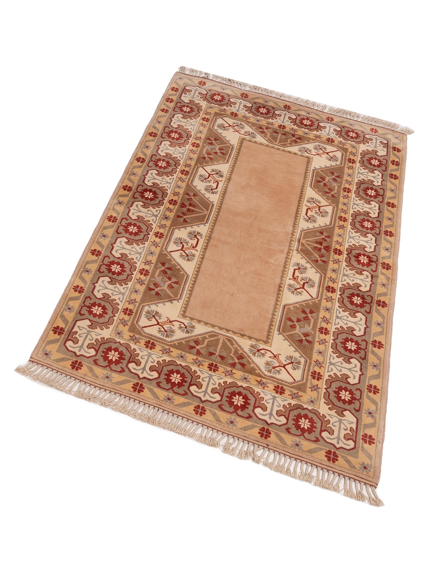 Milas 146238 Brown Ivory 5.3x8.9 Hand Knotted Rug