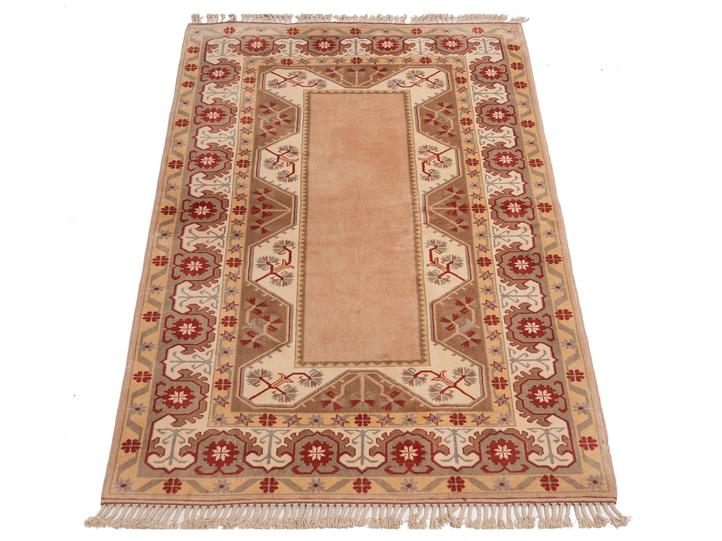 Milas 146238 Brown Ivory 5.3x8.9 Hand Knotted Rug