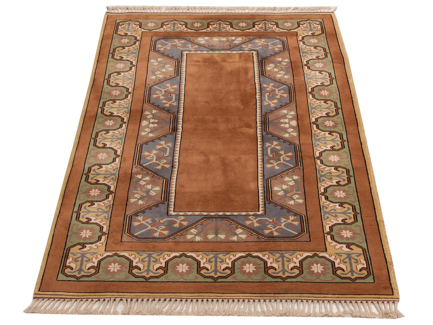 Milas 146240 Brown Gold 5.2x8.2 Hand Knotted Rug