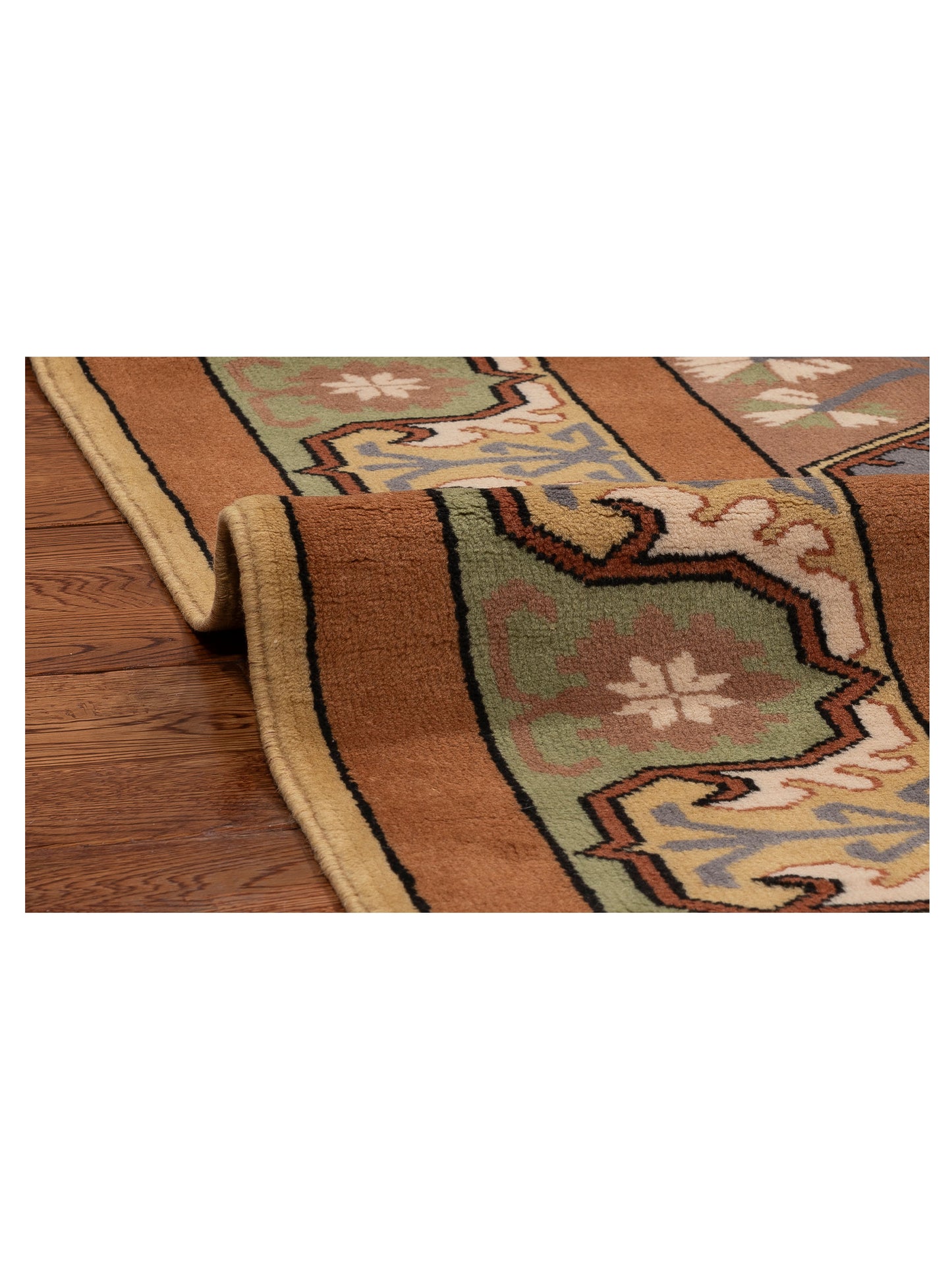 Milas 146240 Brown Gold 5.2x8.2 Hand Knotted Rug