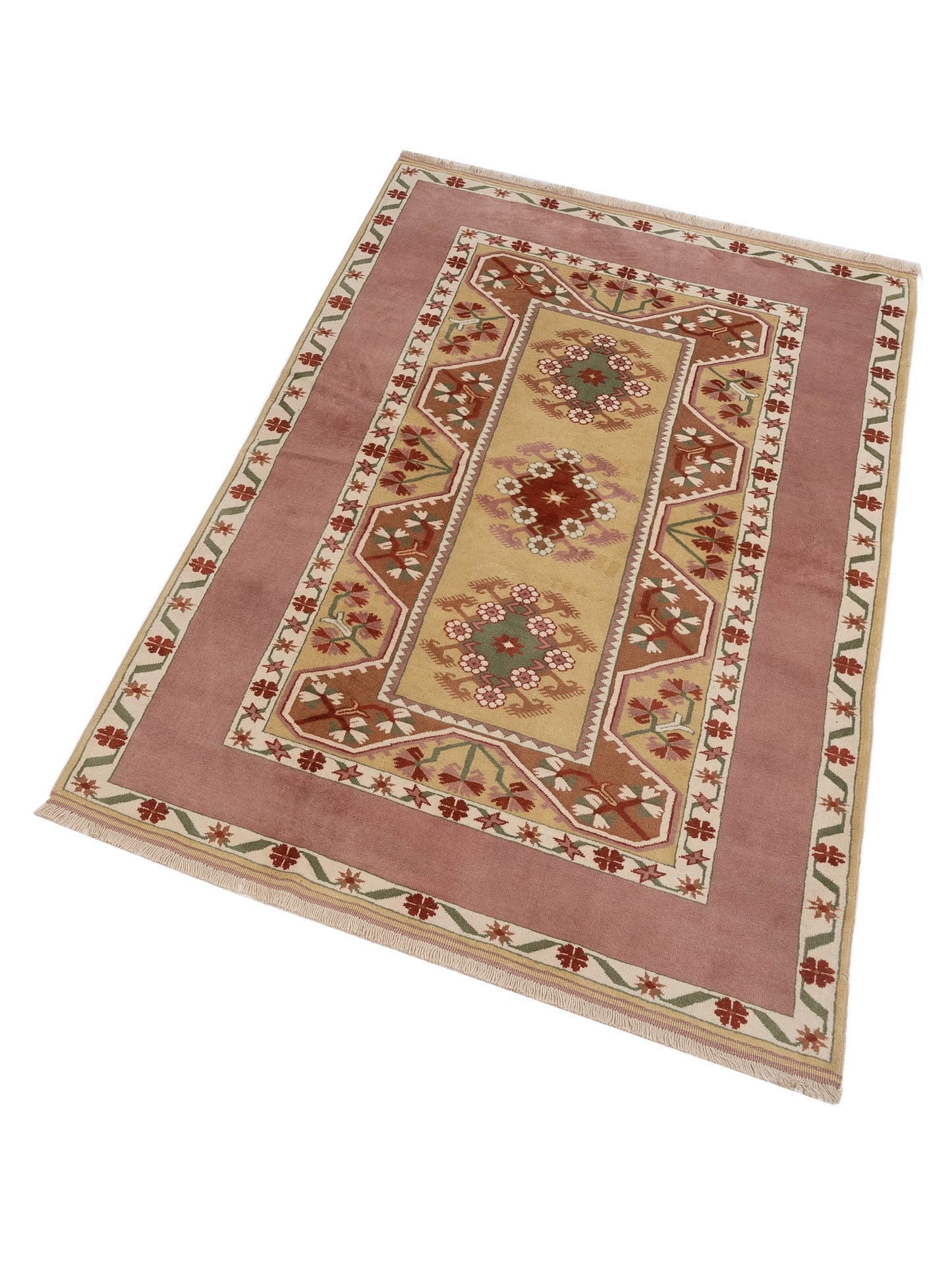 Milas 146246 Gold Purple 5.2x8.6 Hand Knotted Rug