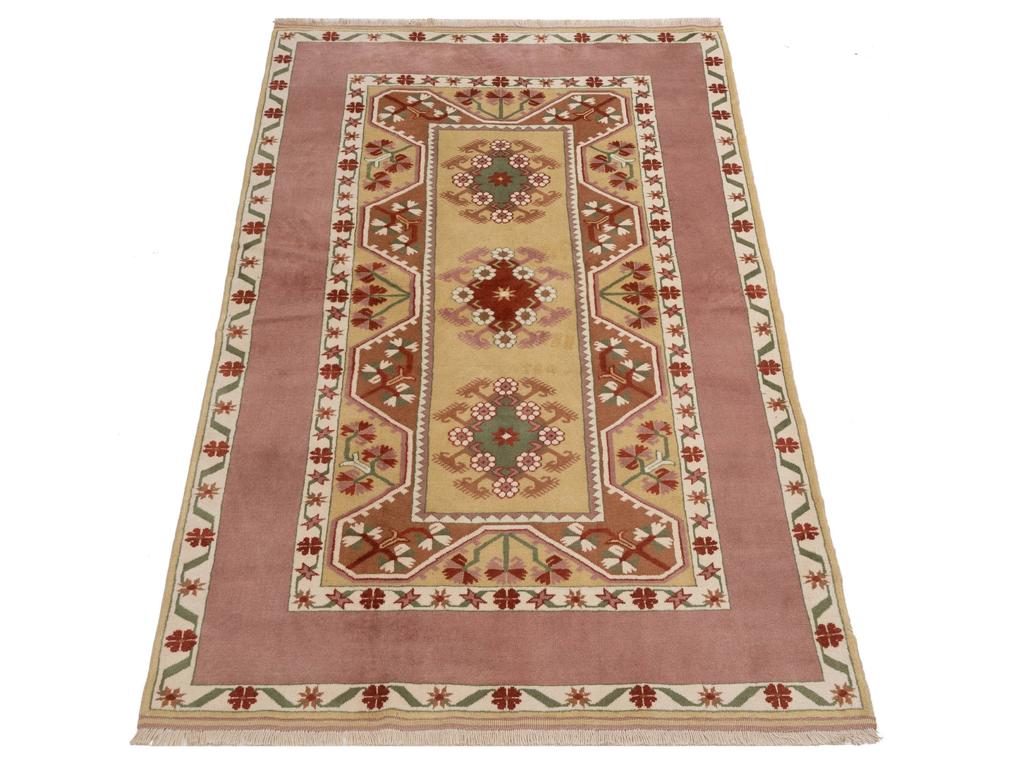 Milas 146246 Gold Purple 5.2x8.6 Hand Knotted Rug