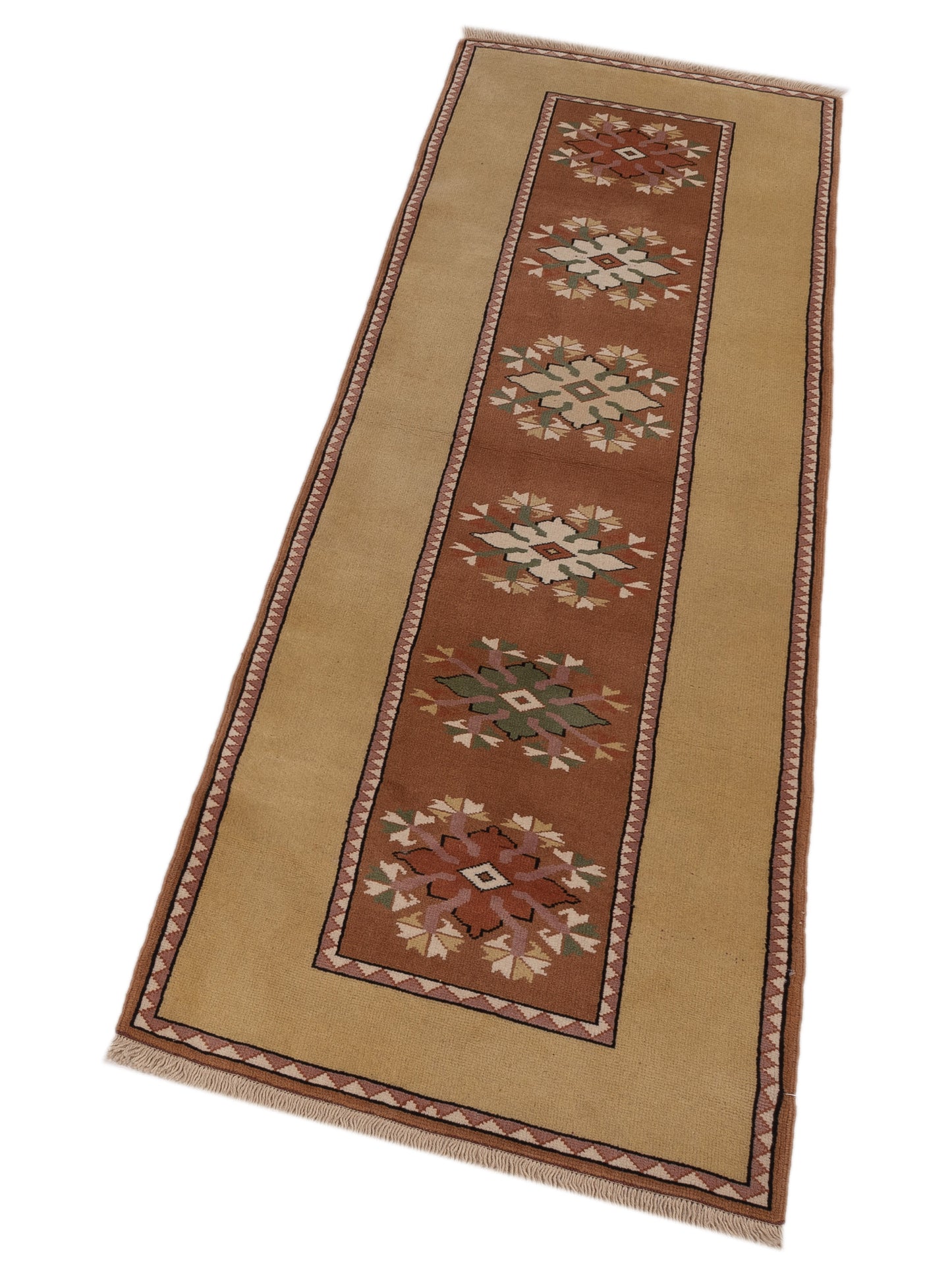 Milas 146247 Brown Gold 2.9x8.6 Hand Knotted Rug