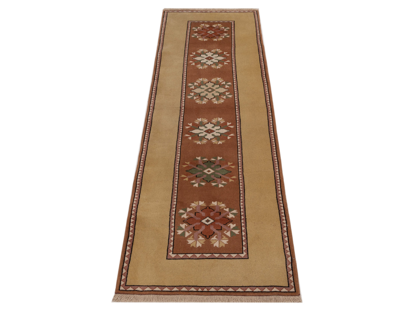 Milas 146247 Brown Gold 2.9x8.6 Hand Knotted Rug