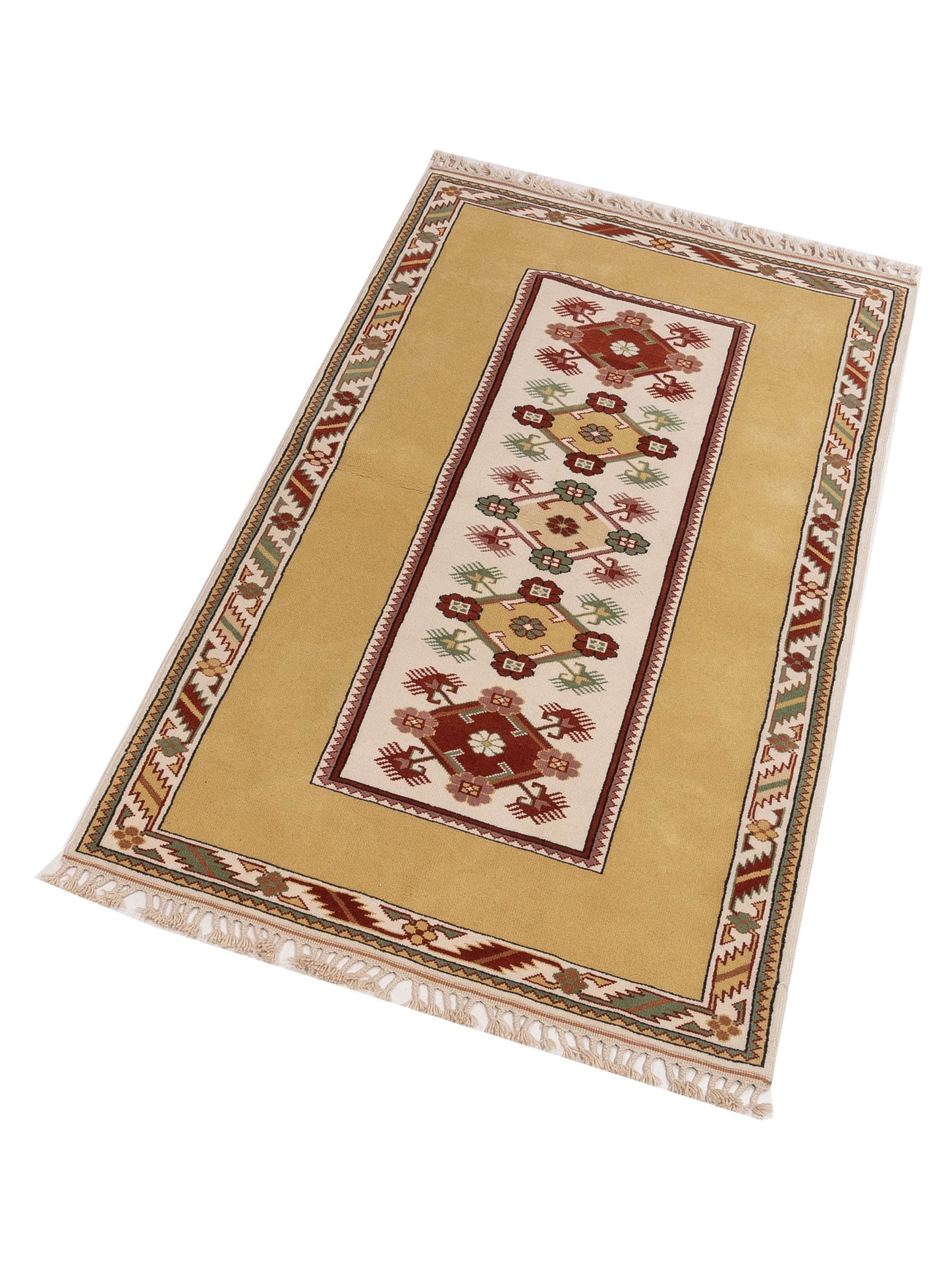 Milas 146248 Ivory Gold 4.1x7.4 Hand Knotted Rug