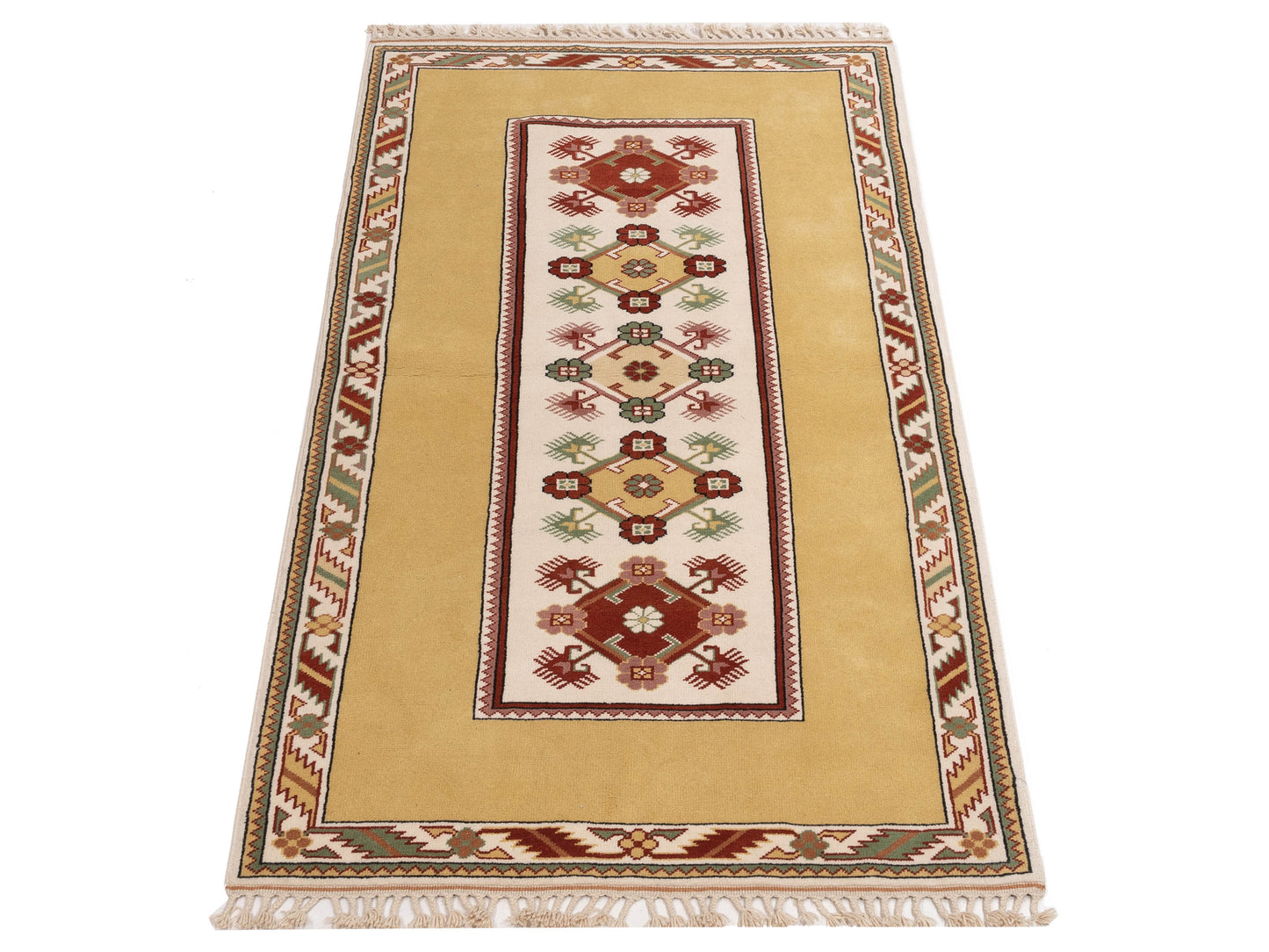 Milas 146248 Ivory Gold 4.1x7.4 Hand Knotted Rug