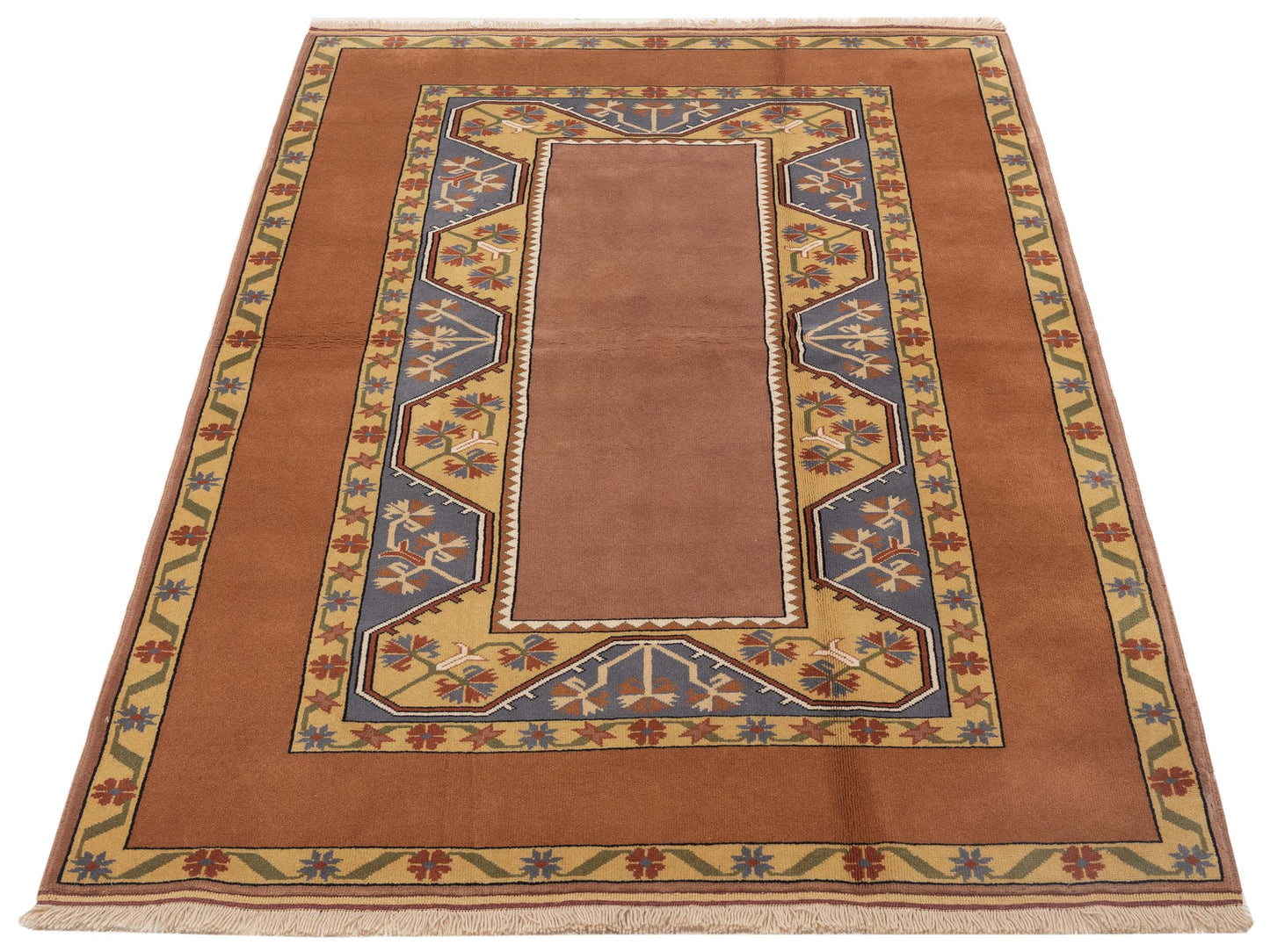 Milas 146249 Brown Gold 5.3x8 Hand Knotted Rug