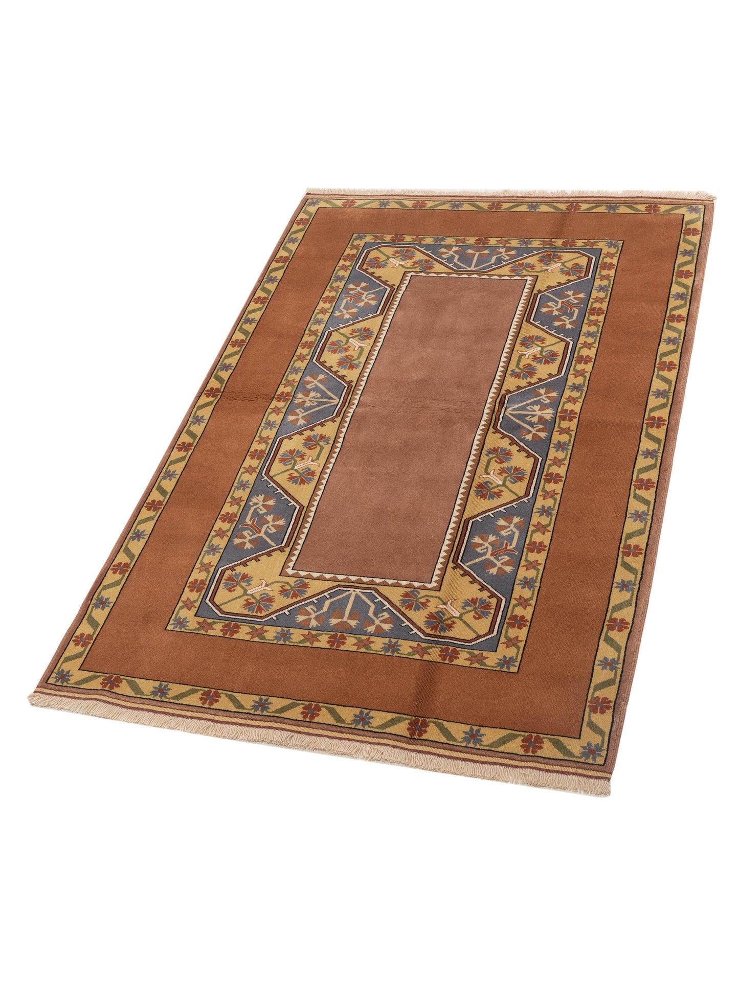 Milas 146249 Brown Gold 5.3x8 Hand Knotted Rug