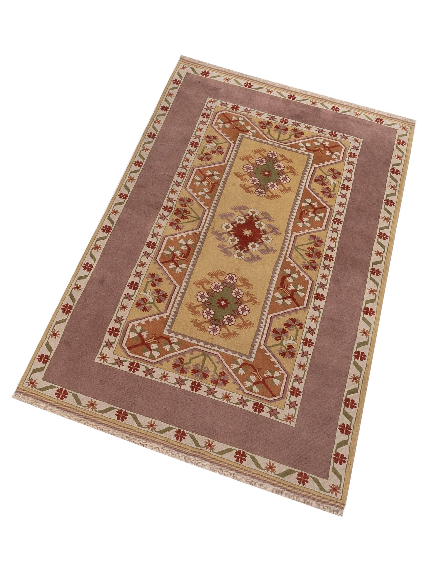 Milas 146251 Gold Purple 5.3x8.9 Hand Knotted Rug