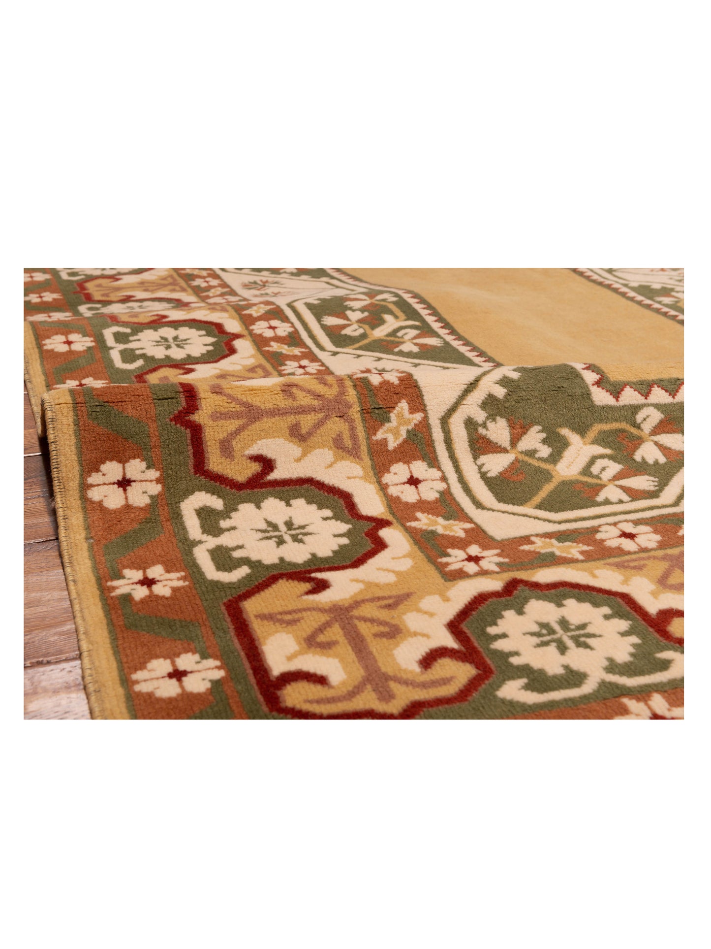 Milas 146254 Gold Green 5.3x8.6 Hand Knotted Rug