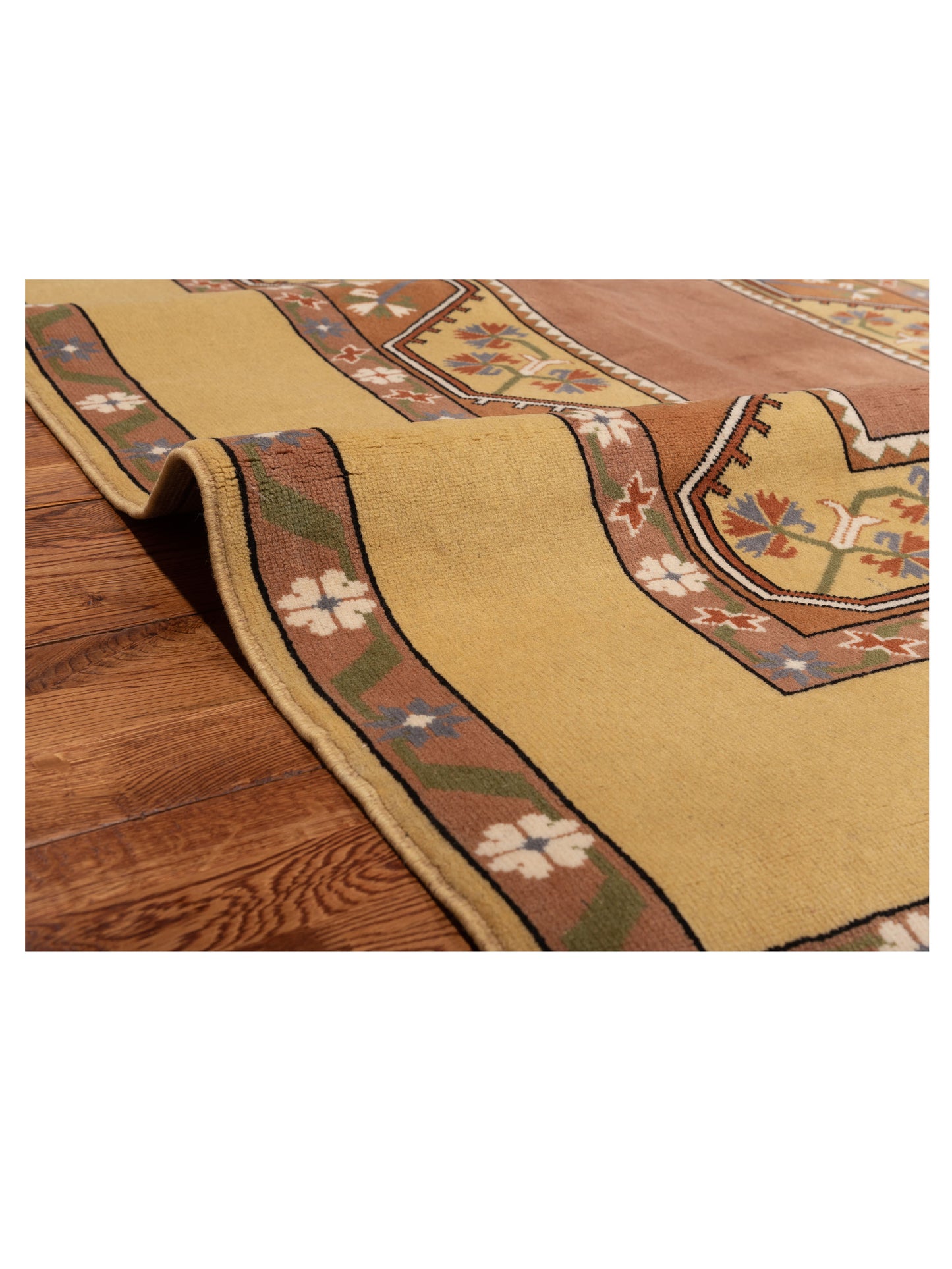 Milas 146256 Brown Gold 5.2x8 Hand Knotted Rug