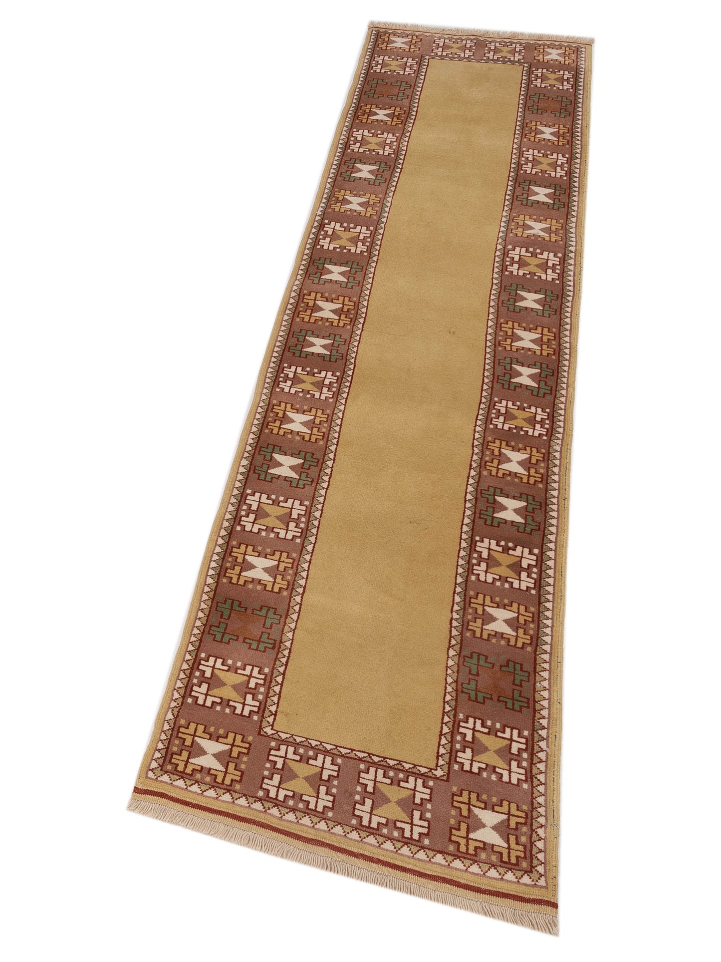 Milas 146259 Gold Brown 2.8x10 Hand Knotted Rug