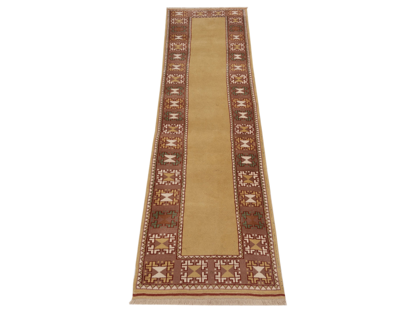 Milas 146259 Gold Brown 2.8x10 Hand Knotted Rug