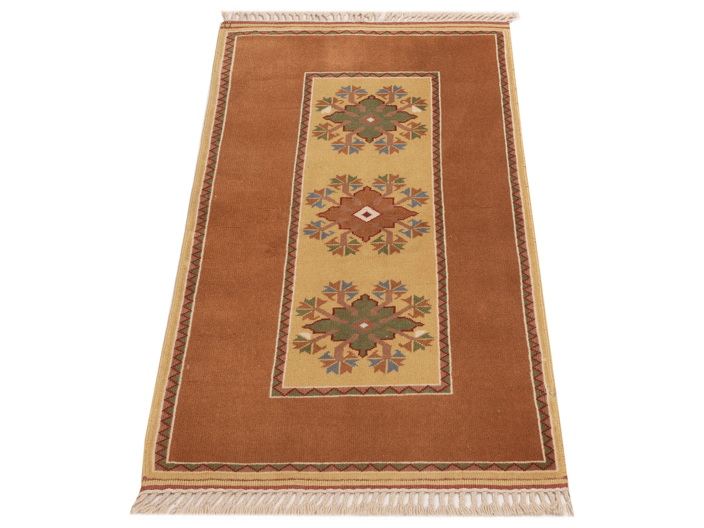Milas 146264 Gold Brown 2.7x4.5 Hand Knotted Rug