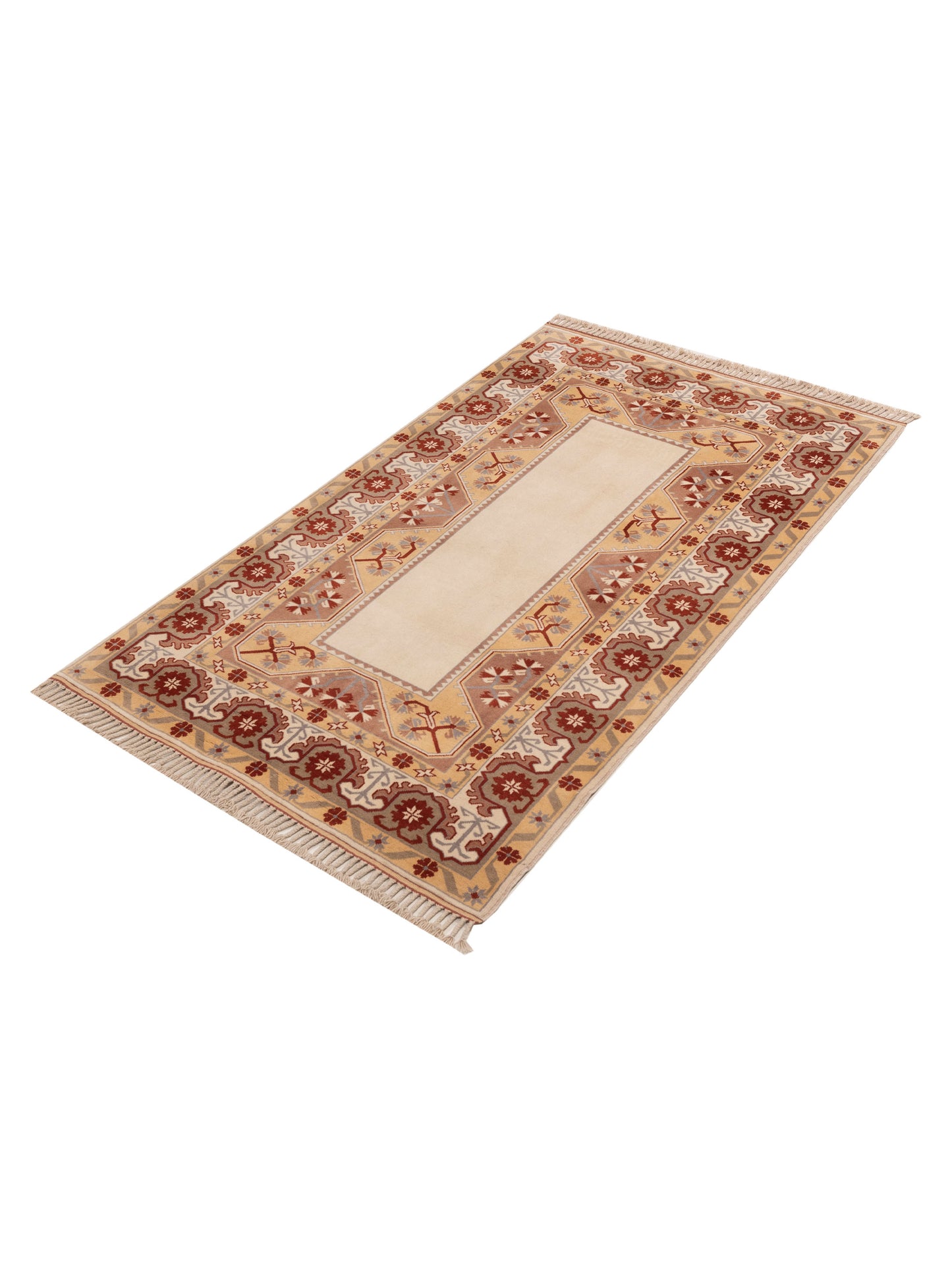 Milas 146267 Ivory Brown 5.2x8.6 Hand Knotted Rug