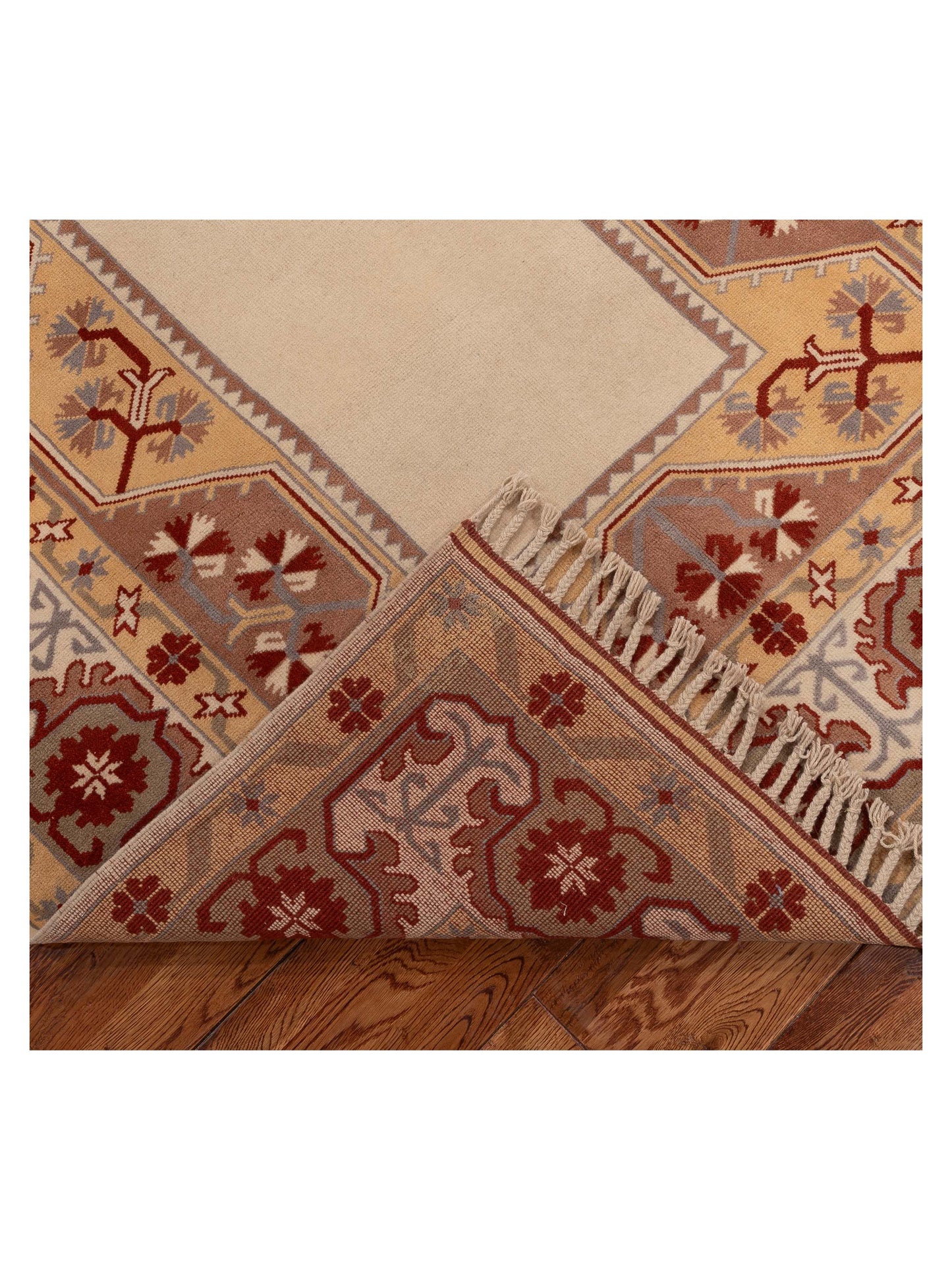 Milas 146267 Ivory Brown 5.2x8.6 Hand Knotted Rug