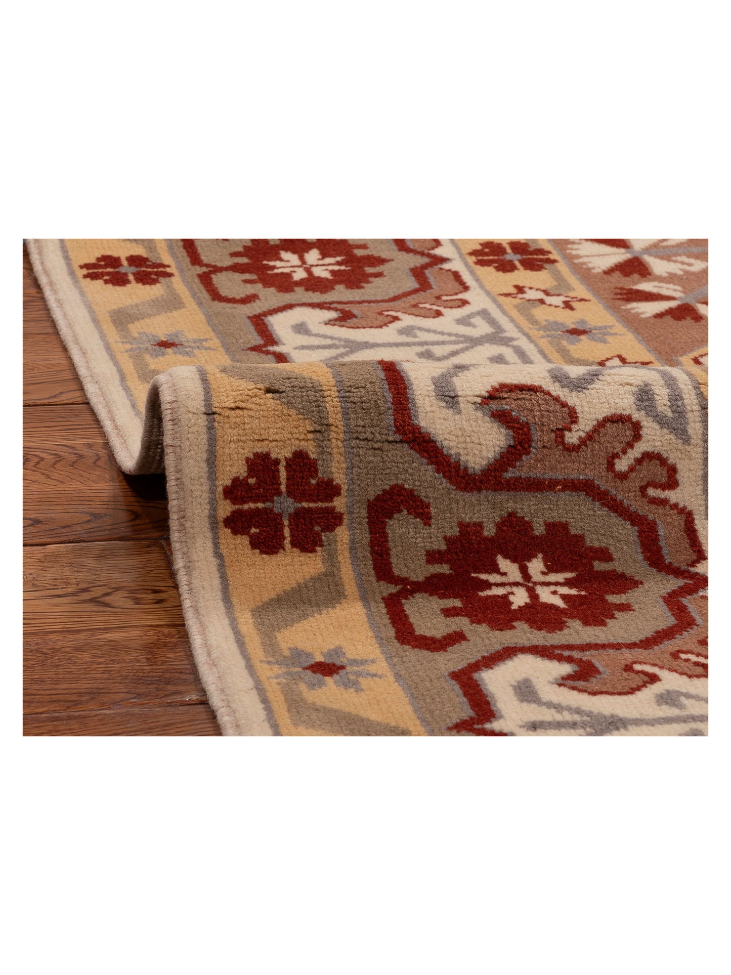 Milas 146267 Ivory Brown 5.2x8.6 Hand Knotted Rug