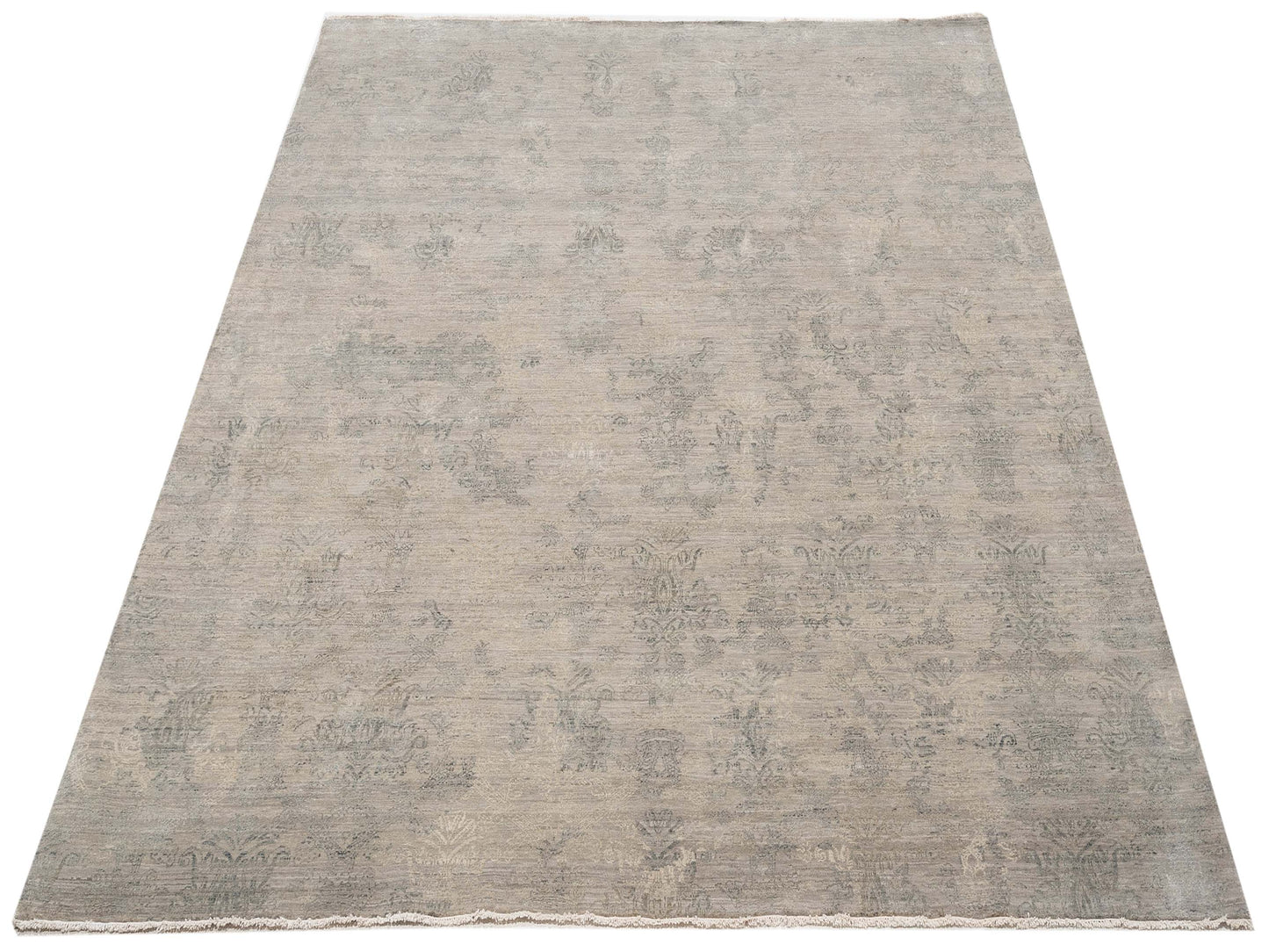 Dazzling 146435 Silver Green 8.2x10.1 Hand Knotted Rug