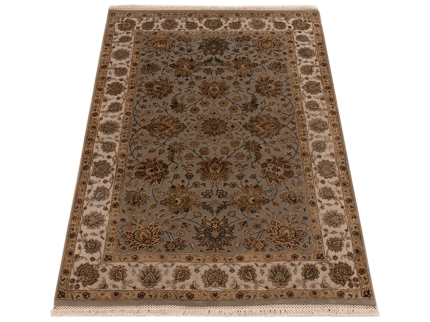 Imperial Silk 146442 Silver Ivory 4.1x6.1 Hand Knotted Rug