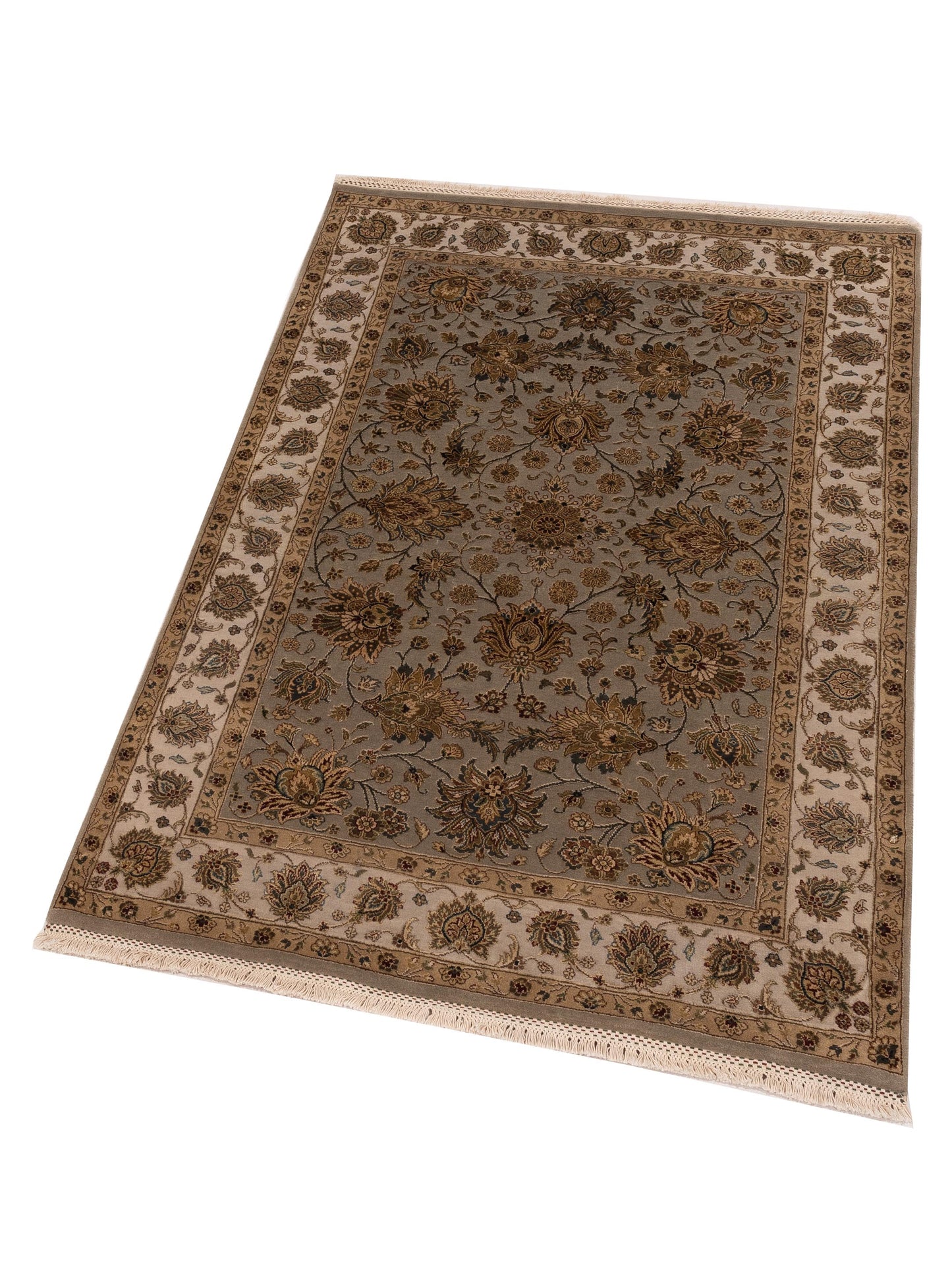 Imperial Silk 146442 Silver Ivory 4.1x6.1 Hand Knotted Rug