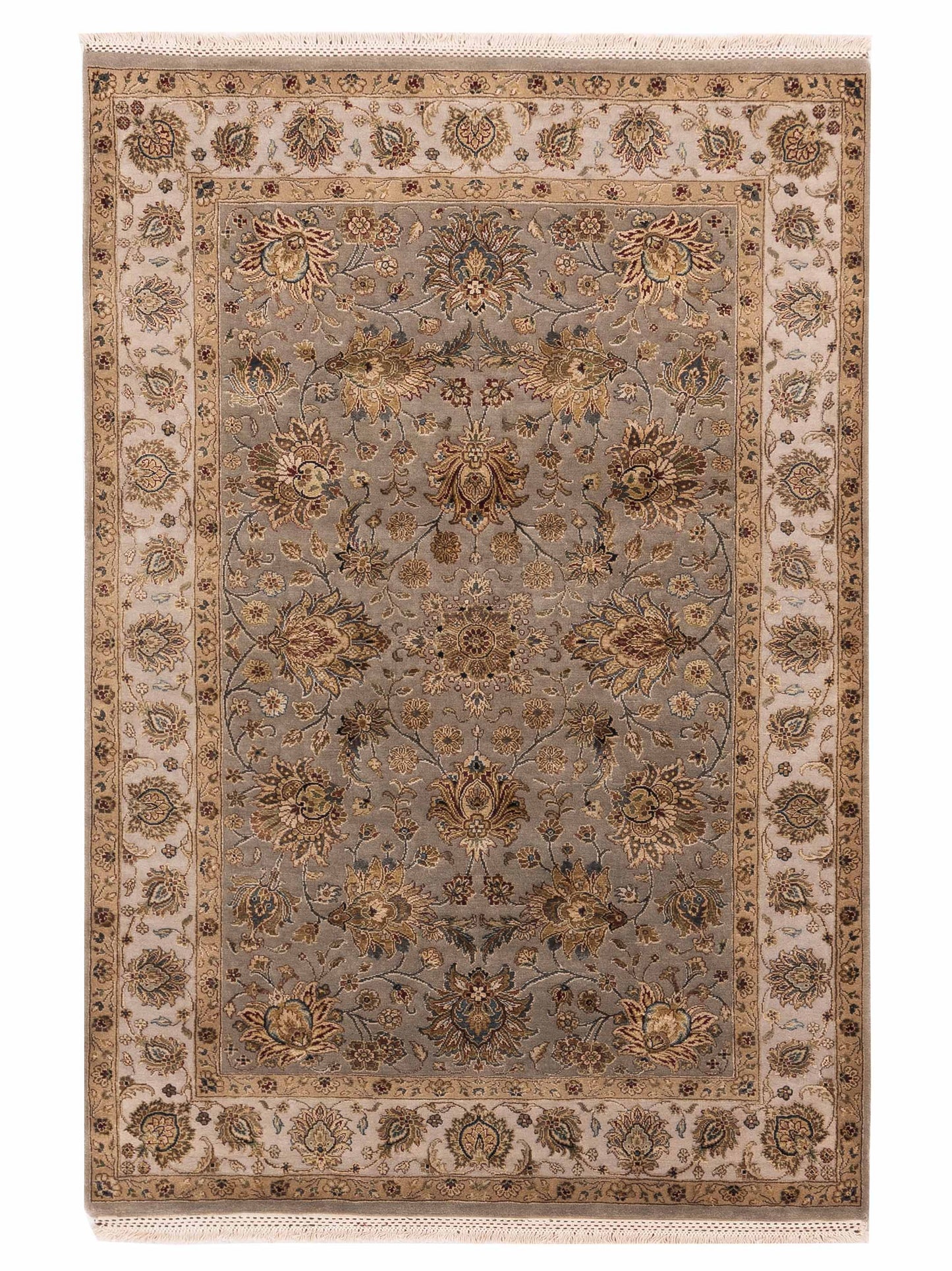 Rajpur Imperial Silk Silver Ivory Traditional