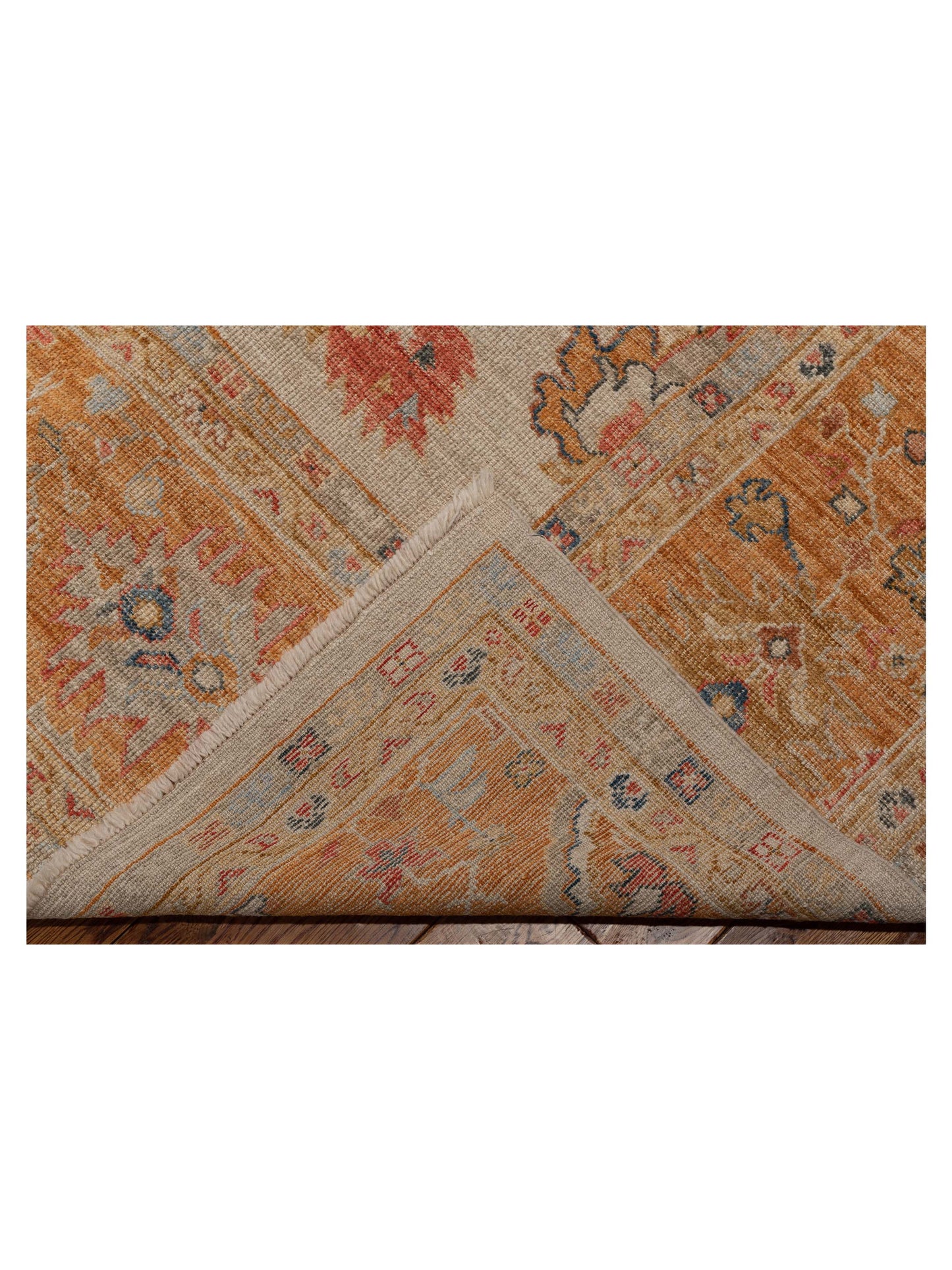 Angora Oushak 146448 Ivory Orange 11.7x15.1 Hand Knotted Rug