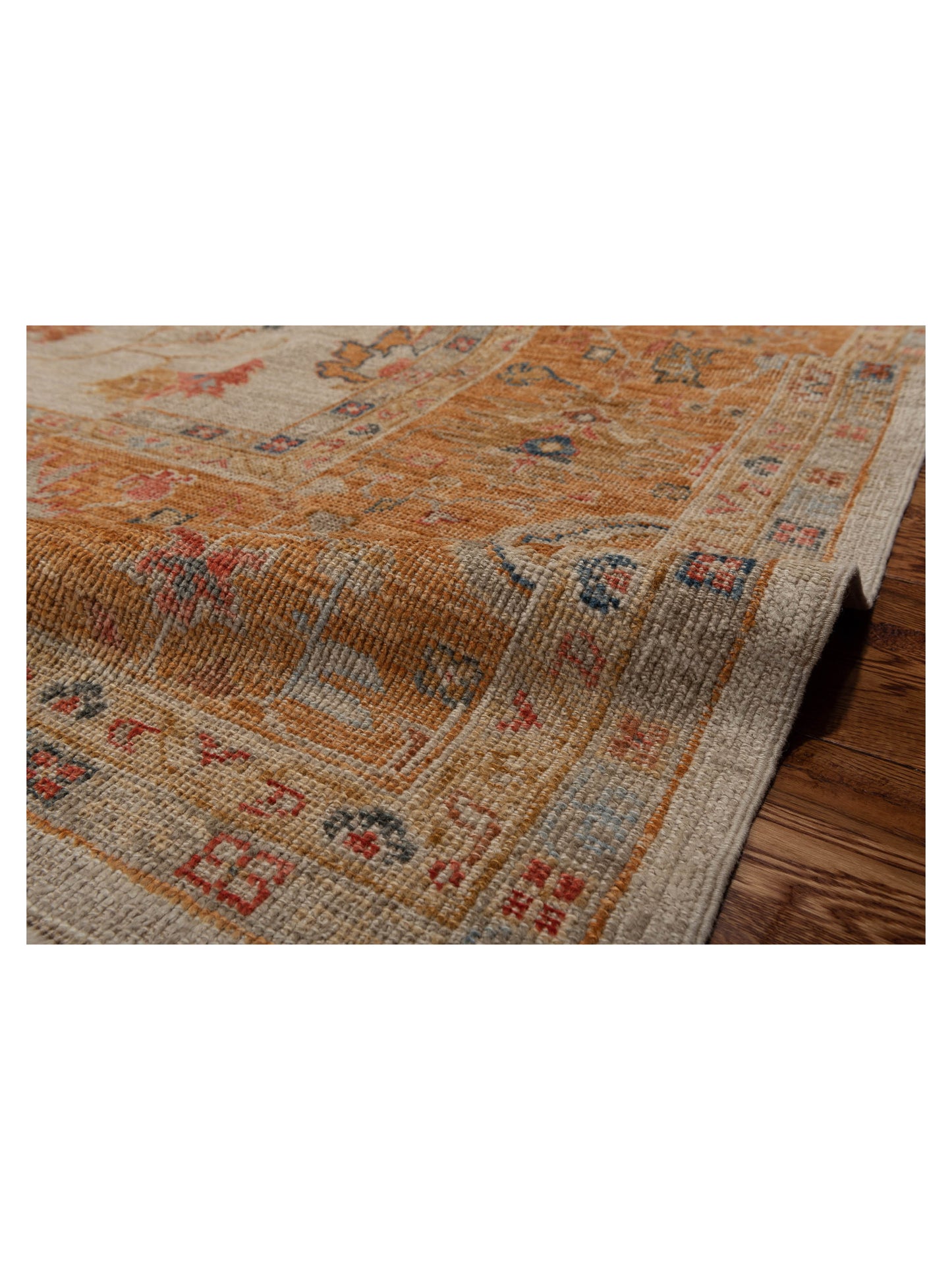 Angora Oushak 146448 Ivory Orange 11.7x15.1 Hand Knotted Rug