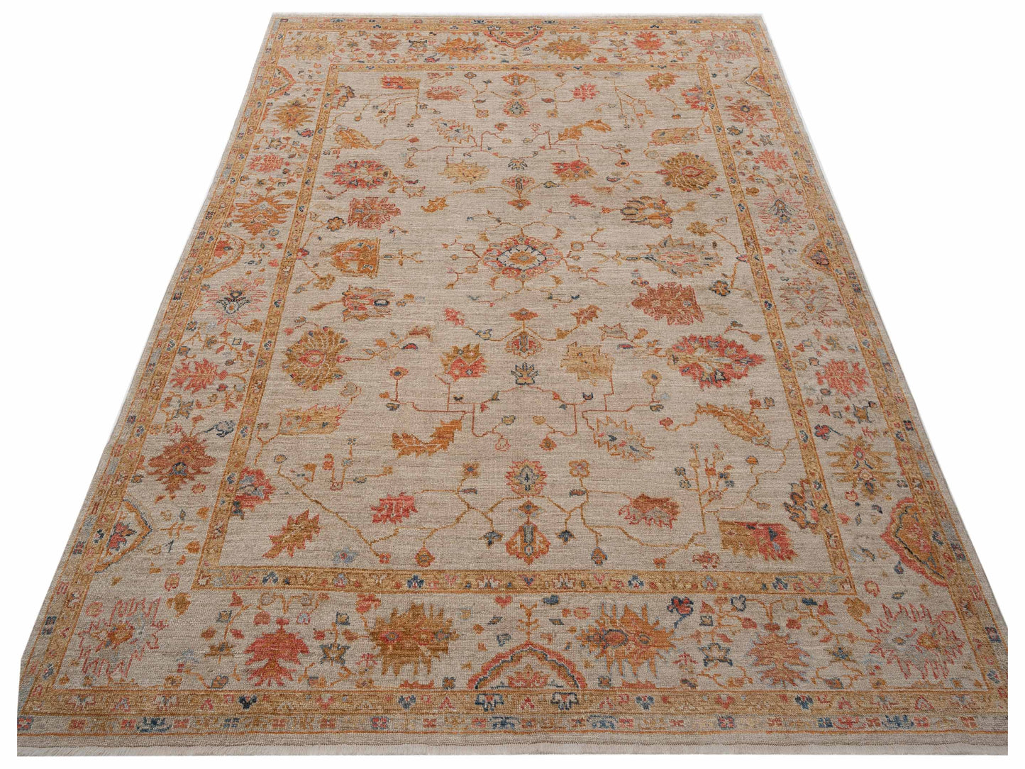 Angora Oushak 146451 Ivory Ivory 9.3x11.3 Hand Knotted Rug