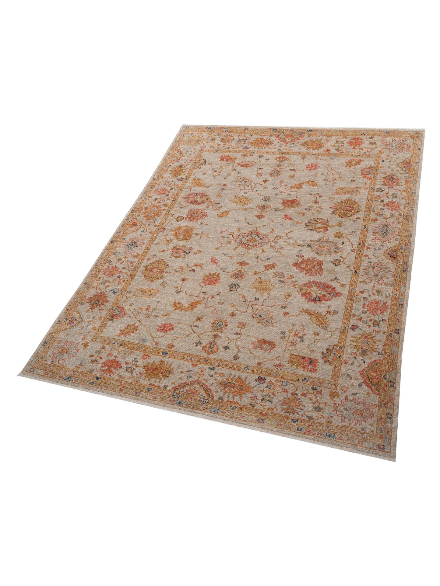 Angora Oushak 146451 Ivory Ivory 9.3x11.3 Hand Knotted Rug