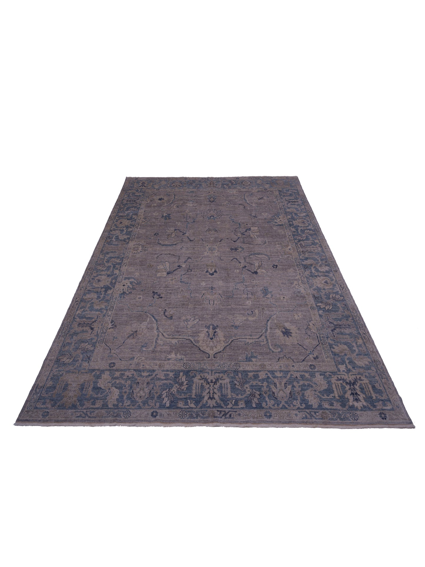 Angora Oushak 146481 Gray Blue 10.5x13.6 Hand Knotted Rug