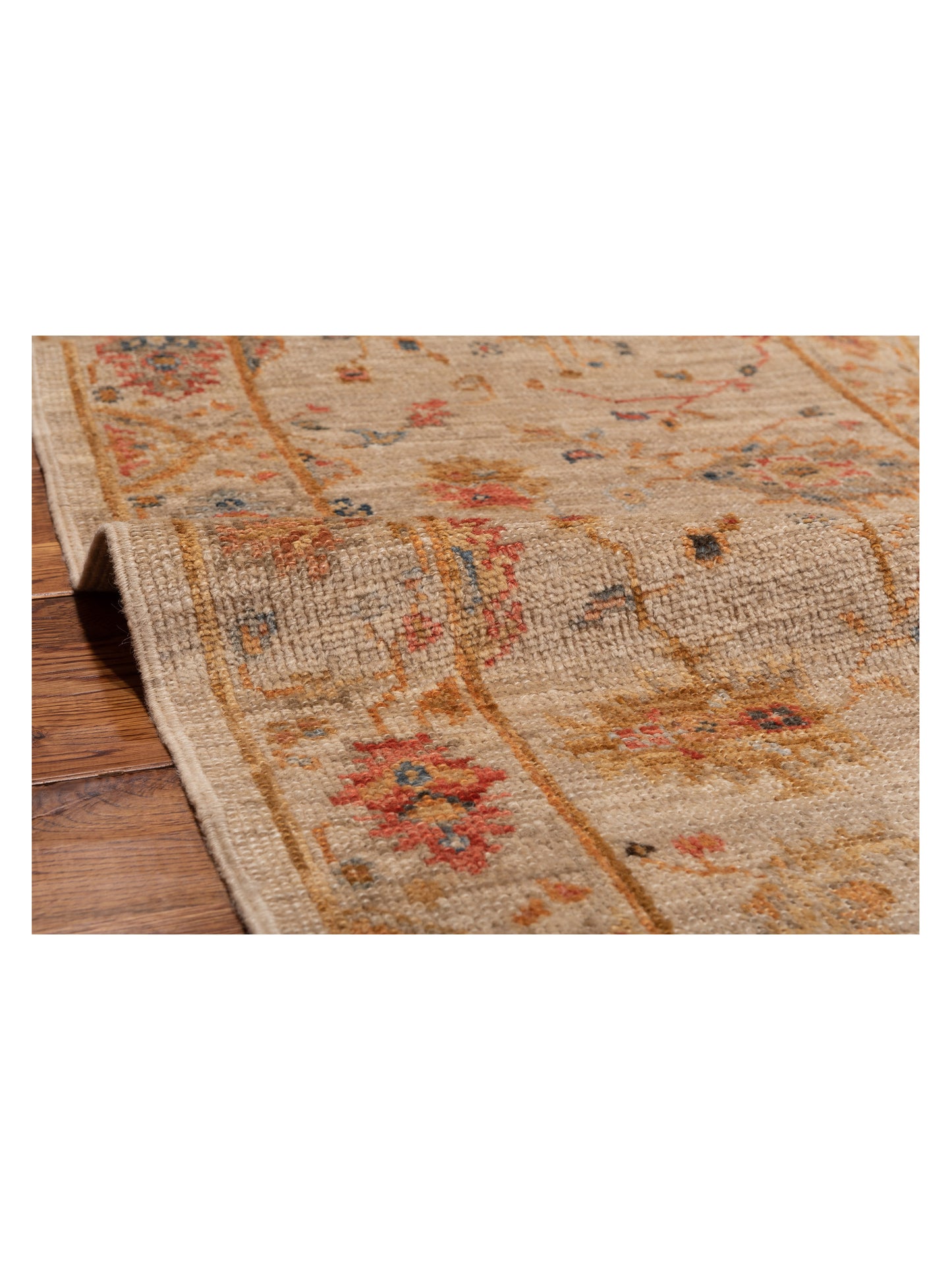 Angora Oushak 146486 Ivory Ivory 2.7x15.6 Hand Knotted Rug