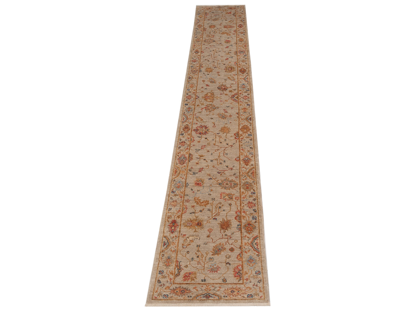 Angora Oushak 146487 Ivory Ivory 2.7x15.2 Hand Knotted Rug