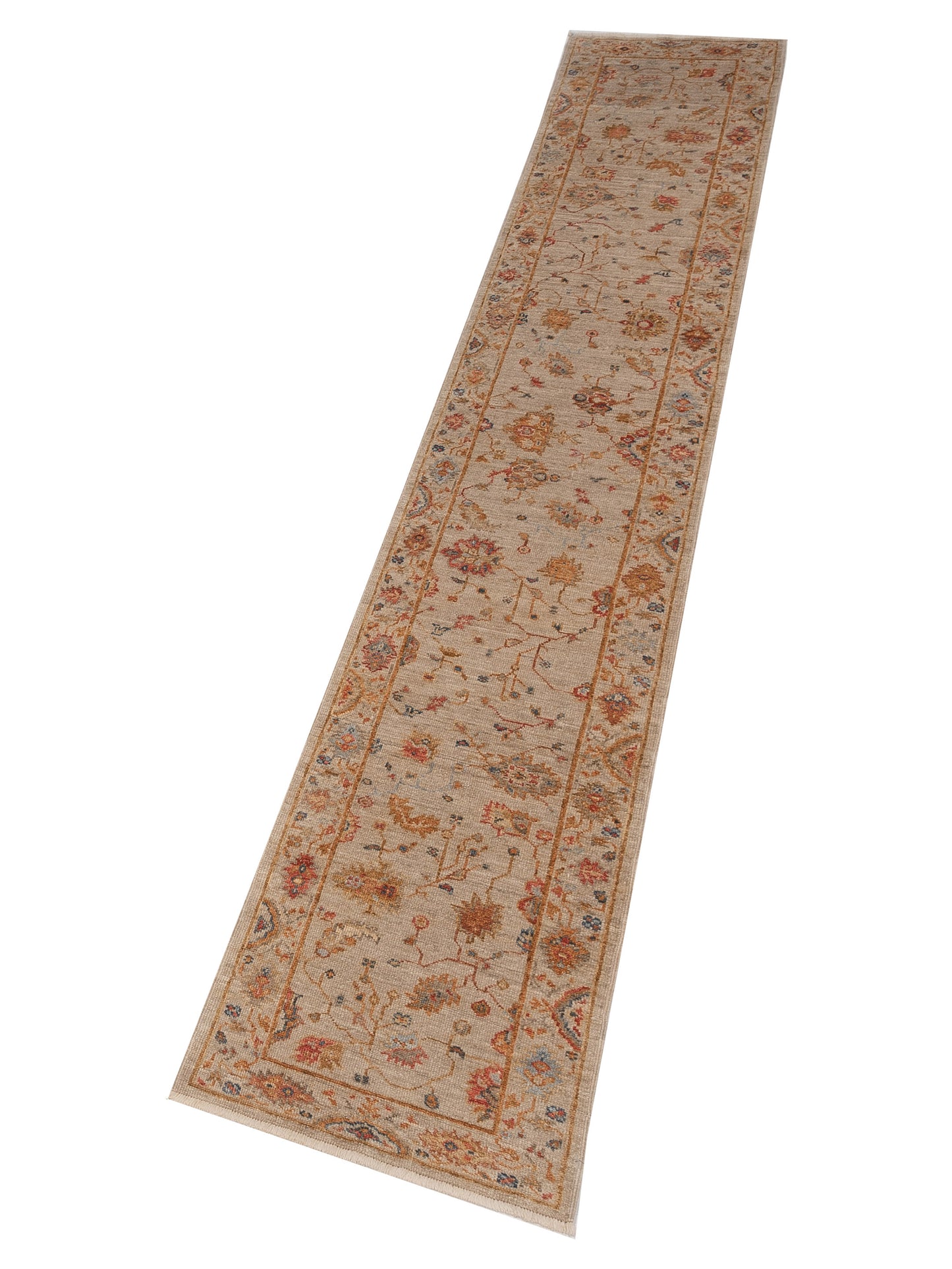 Angora Oushak 146487 Ivory Ivory 2.7x15.2 Hand Knotted Rug