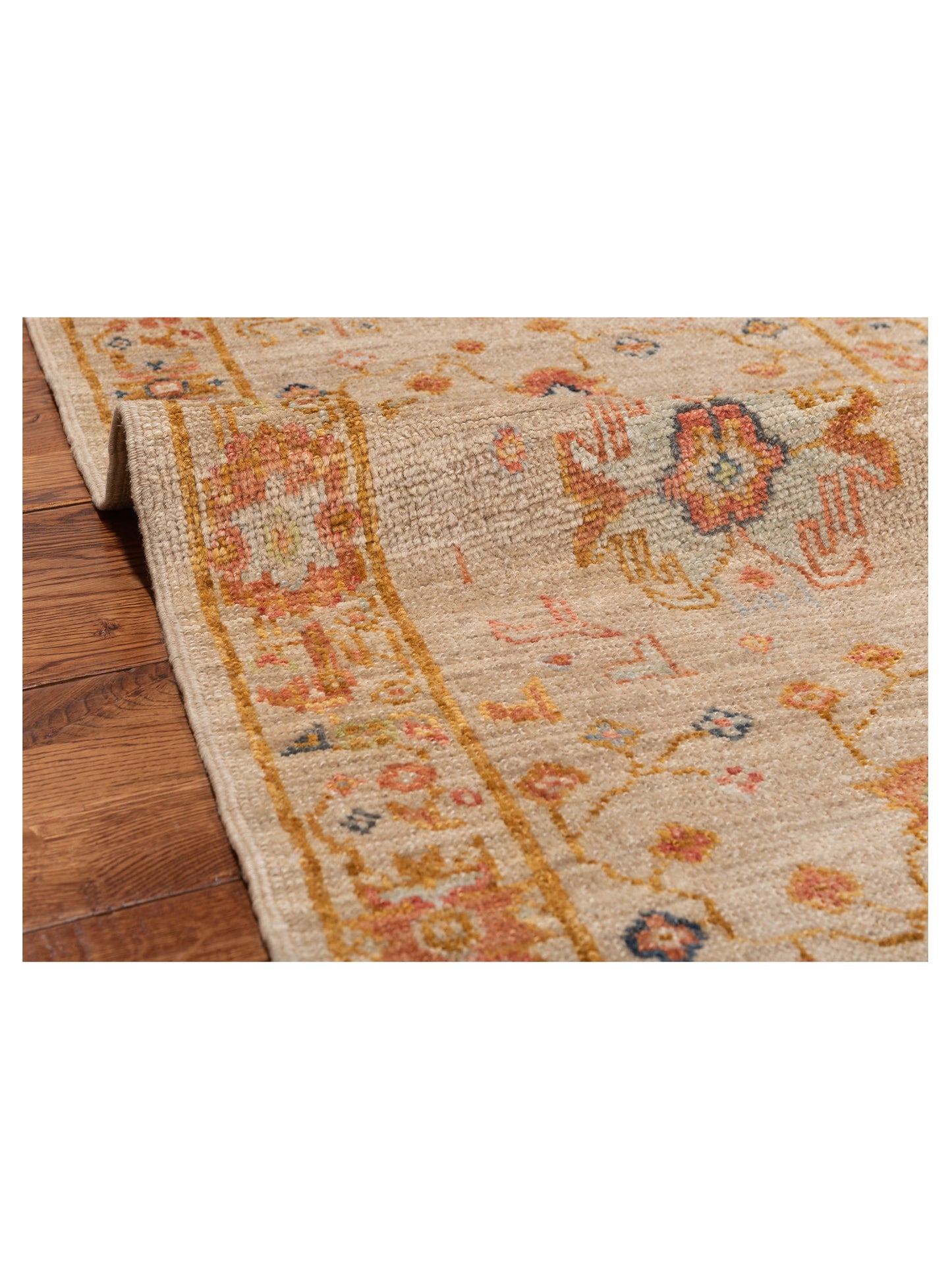 Angora Oushak 146515 Ivory Silver 2.7x11.8 Hand Knotted Rug