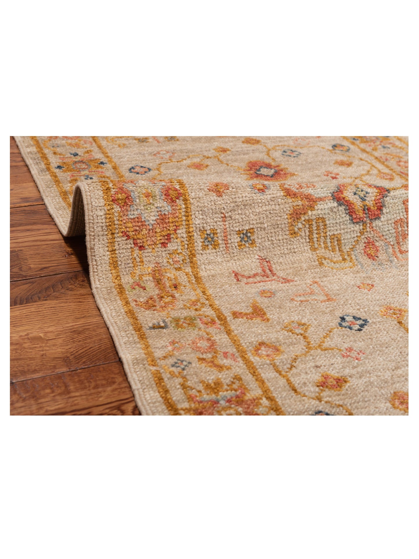 Angora Oushak 146525 Ivory Silver 2.6x11.10 Hand Knotted Rug