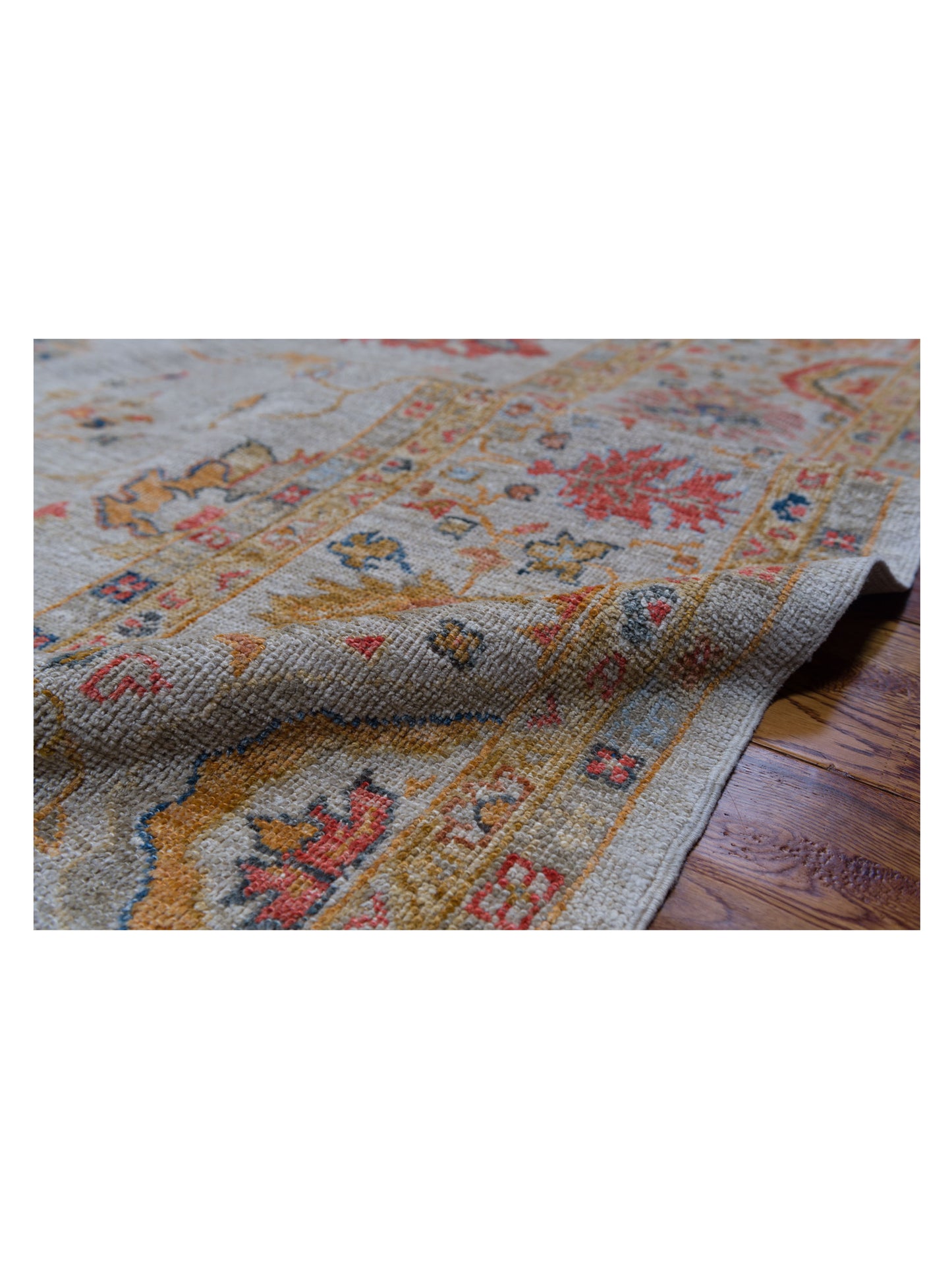 Angora Oushak 146539 Ivory Ivory 11.9x14.7 Hand Knotted Rug