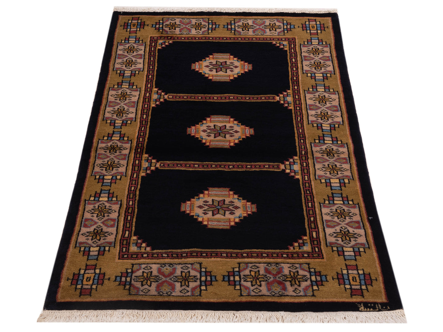 Bokhara 146613 Charcoal Gold 2.9x4.4 Hand Knotted Rug