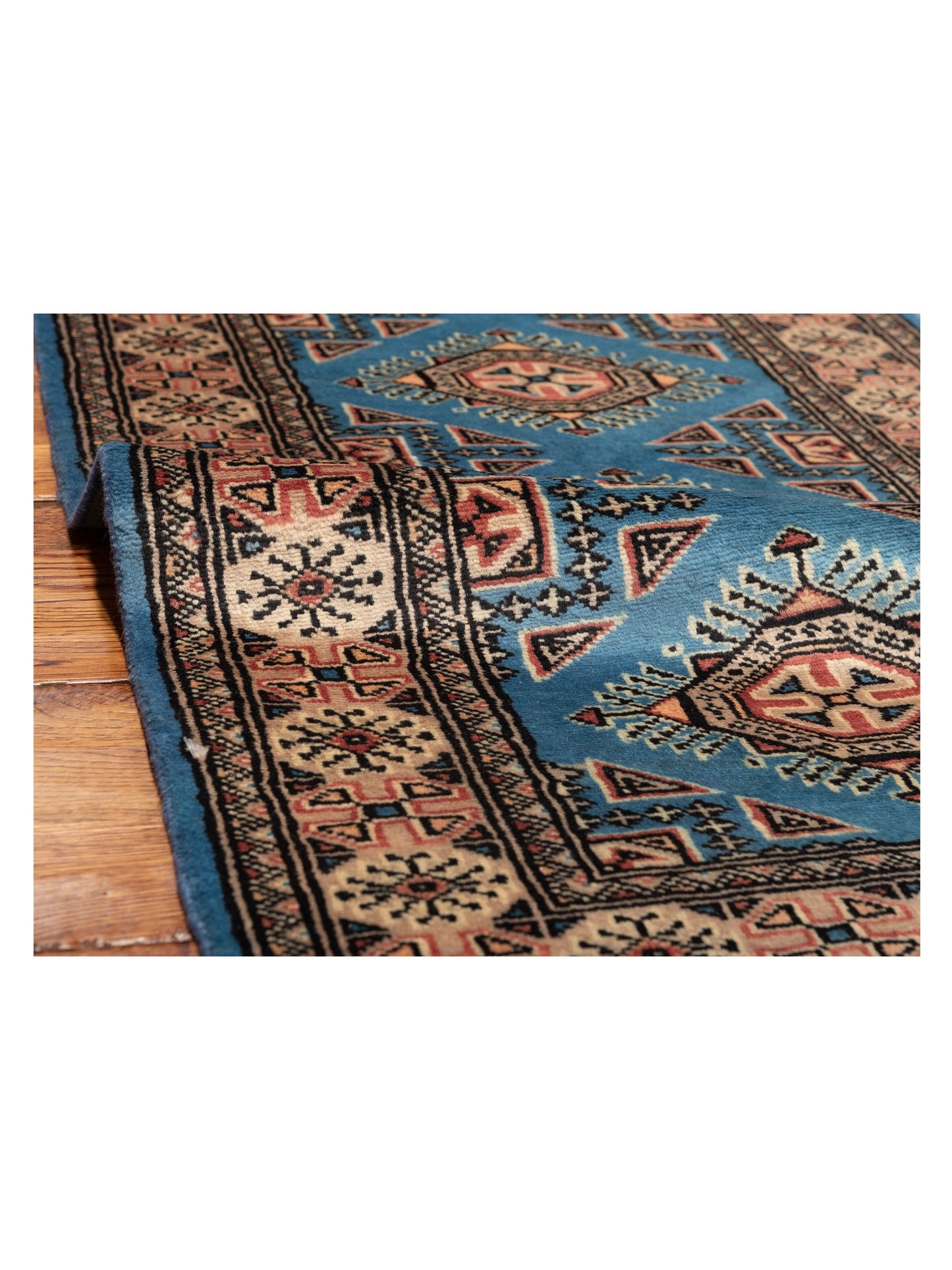 Bokhara 146619 Blue Beige 2.1x4.4 Hand Knotted Rug