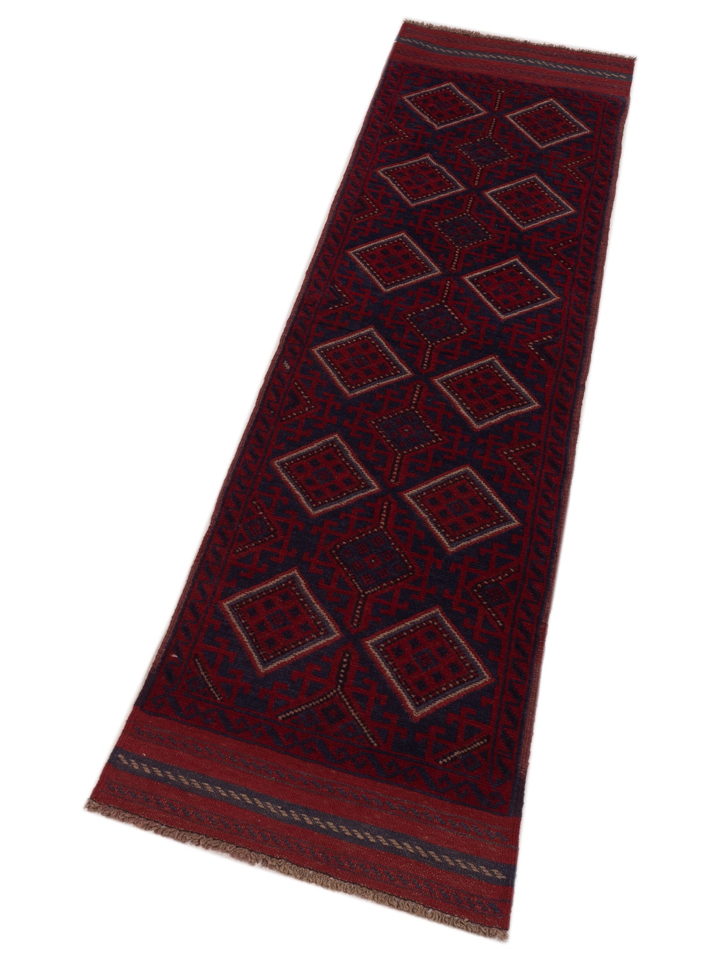 Afghan Soumak 146640 Charcoal Red 2.2x8.4 Hand Woven Rug