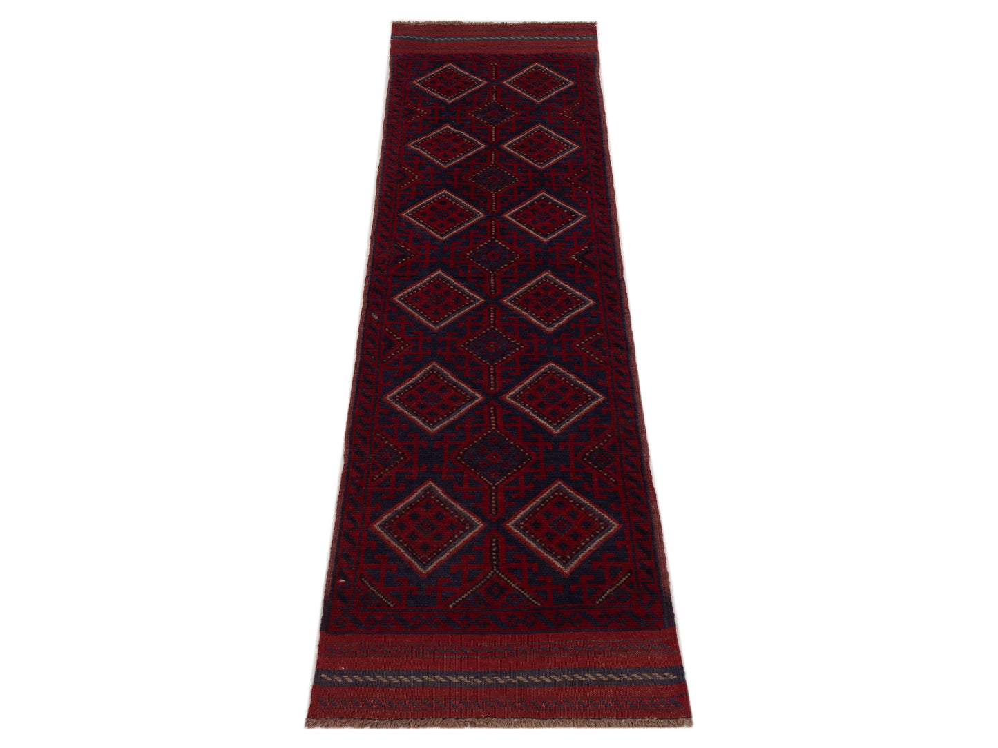 Afghan Soumak 146640 Charcoal Red 2.2x8.4 Hand Woven Rug