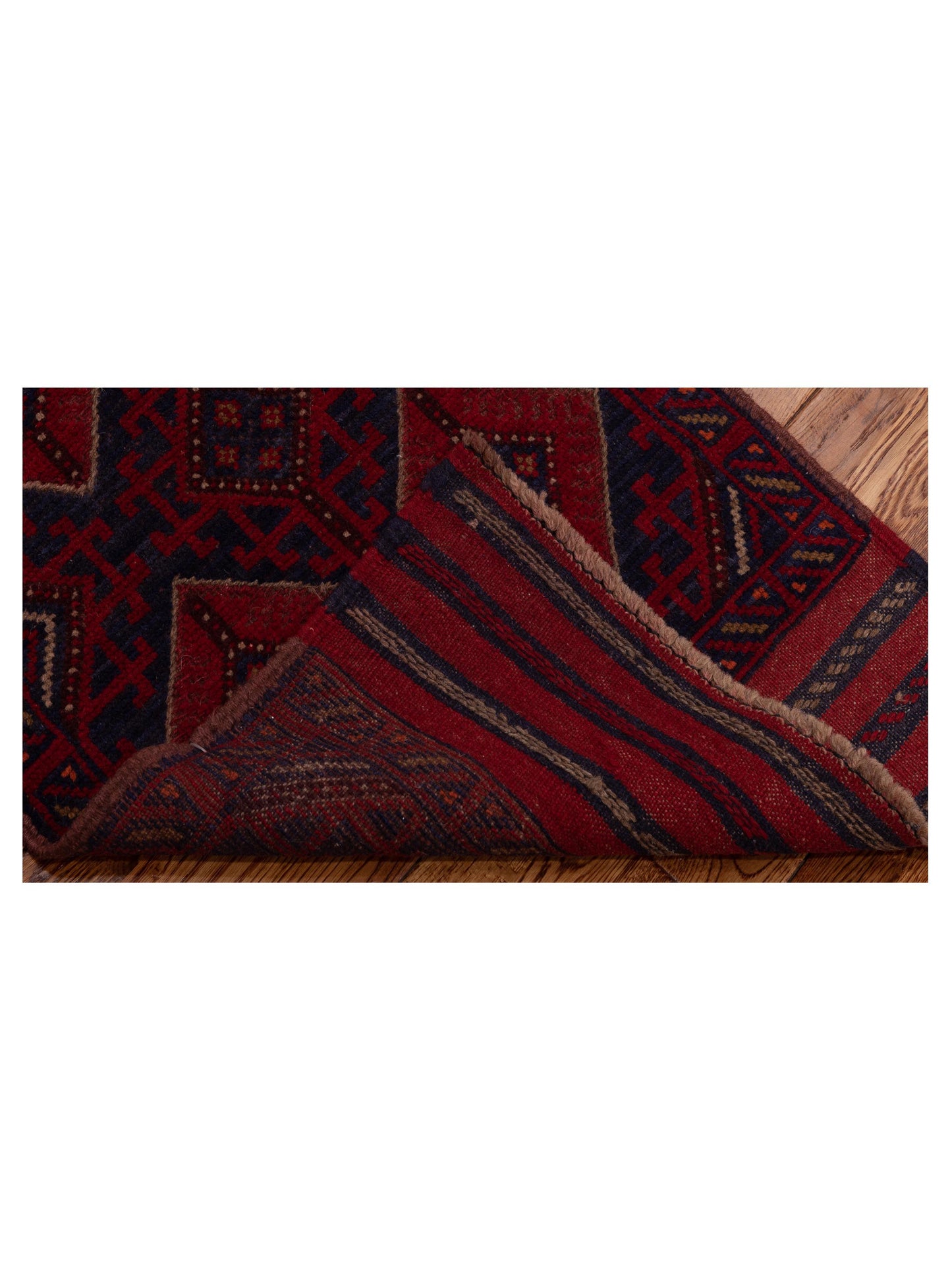 Afghan Soumak 146641 Charcoal Red 2.1x8.9 Hand Woven Rug