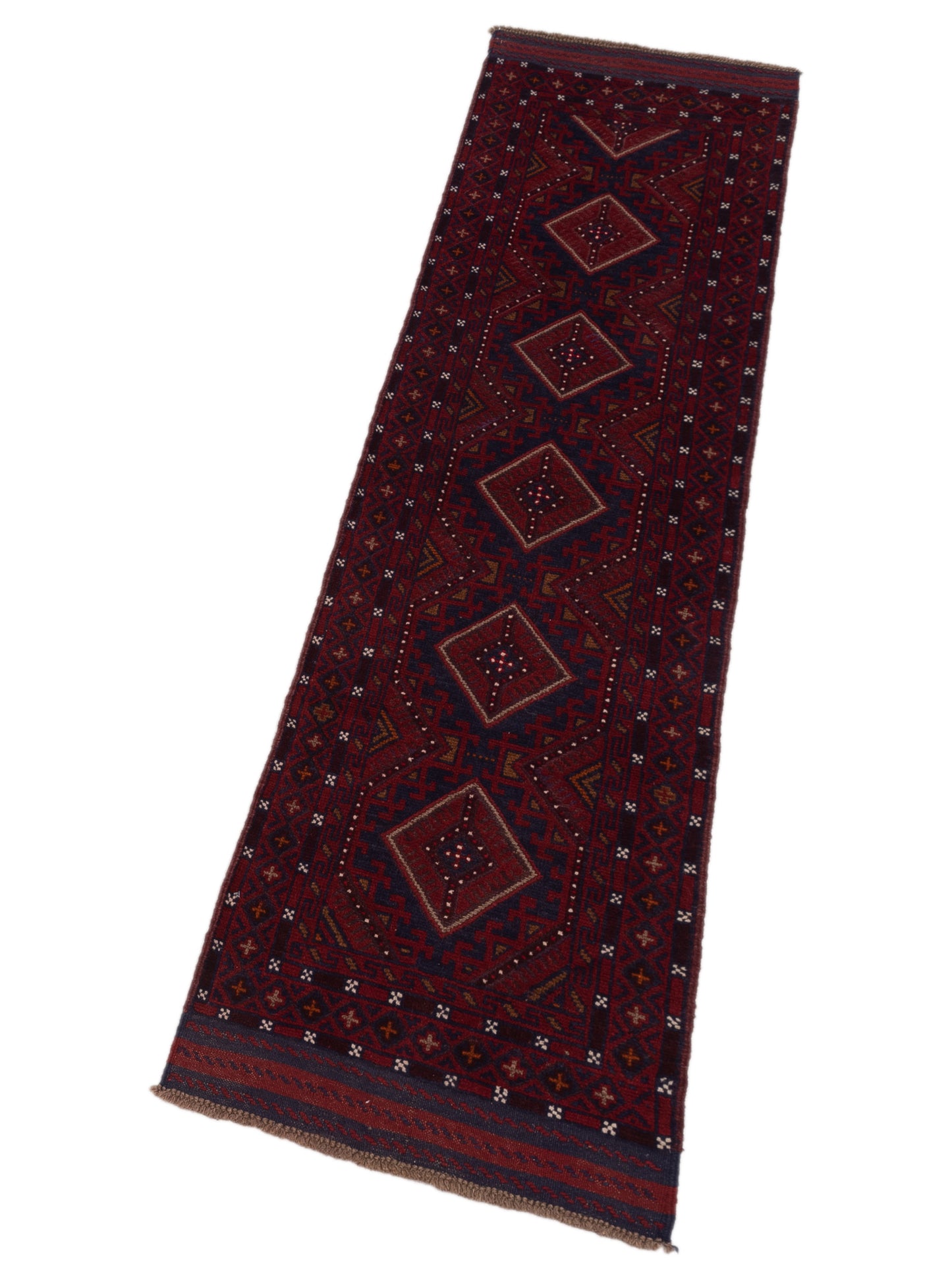 Afghan Soumak 146643 Red Charcoal 2.1x8.4 Hand Woven Rug