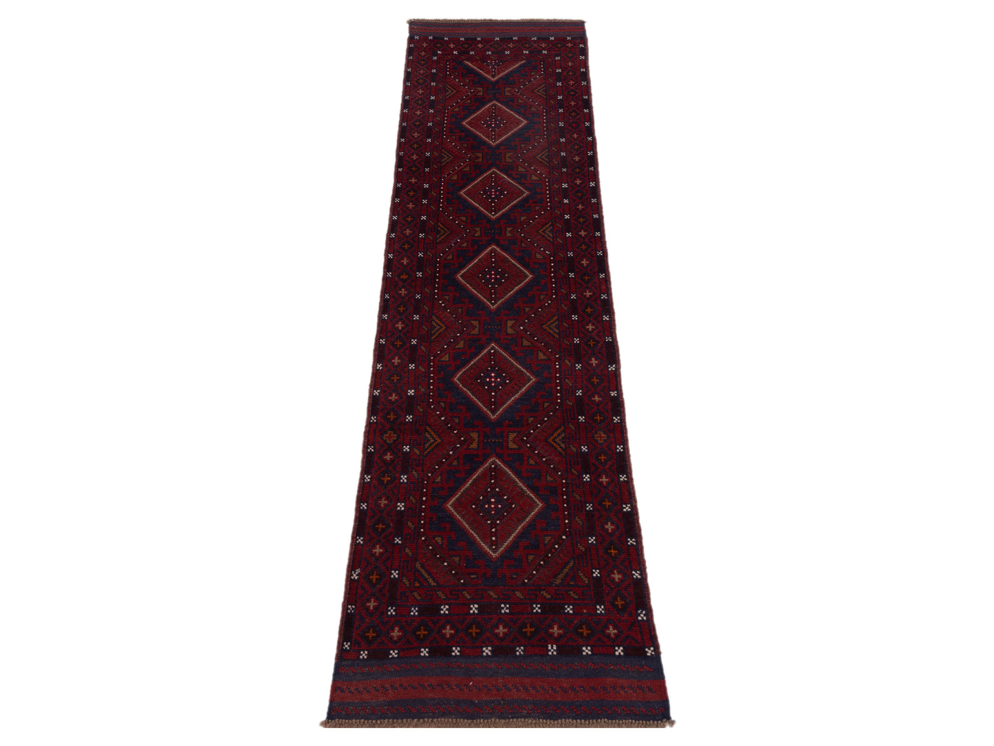 Afghan Soumak 146643 Red Charcoal 2.1x8.4 Hand Woven Rug
