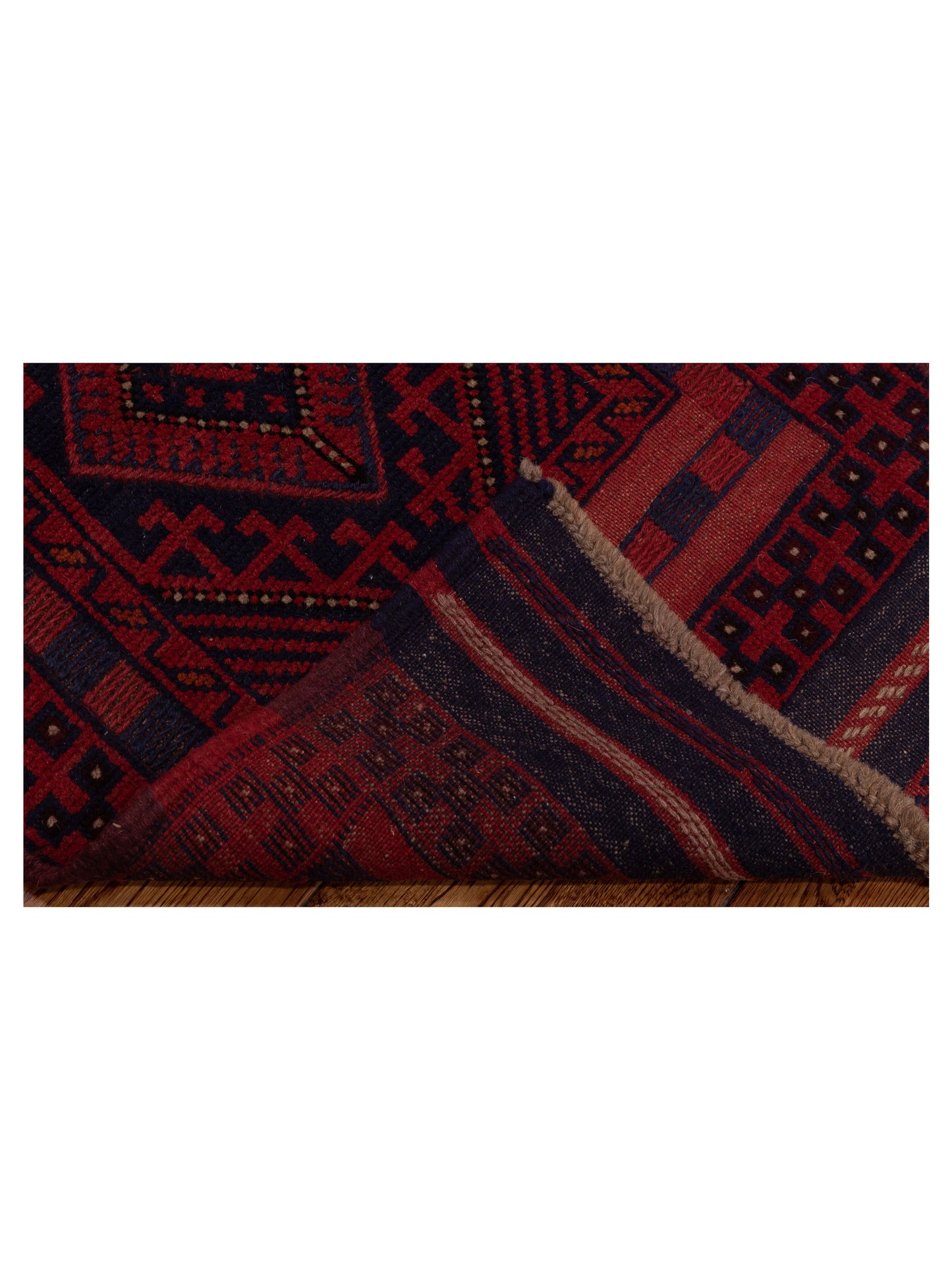 Afghan Soumak 146649 Charcoal Red 2.2x8.3 Hand Woven Rug
