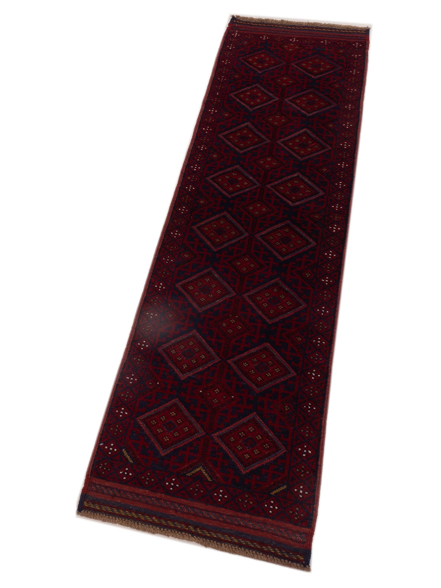 Afghan Soumak 146651 Charcoal Red 2x8.3 Hand Woven Rug