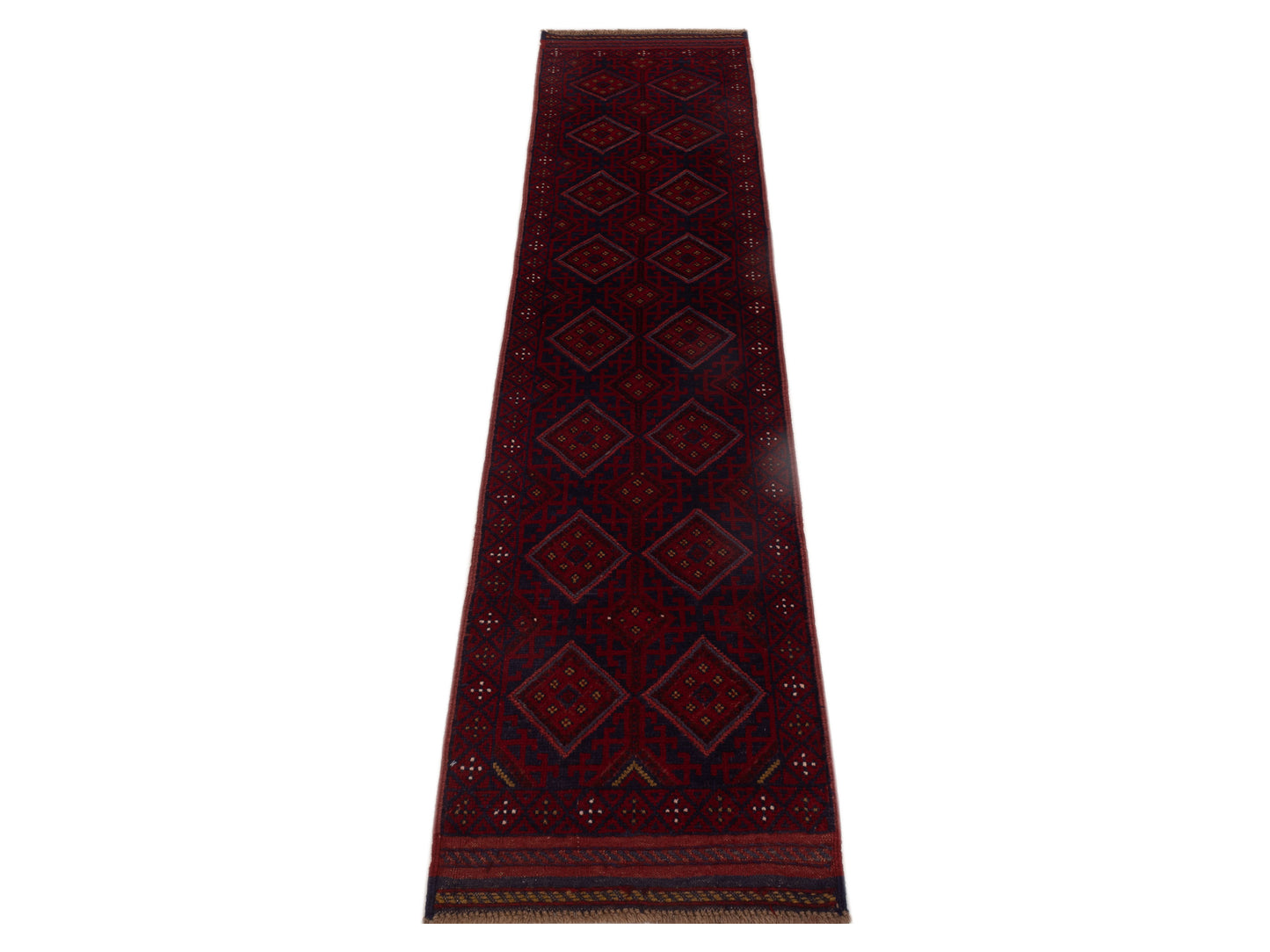 Afghan Soumak 146651 Charcoal Red 2x8.3 Hand Woven Rug